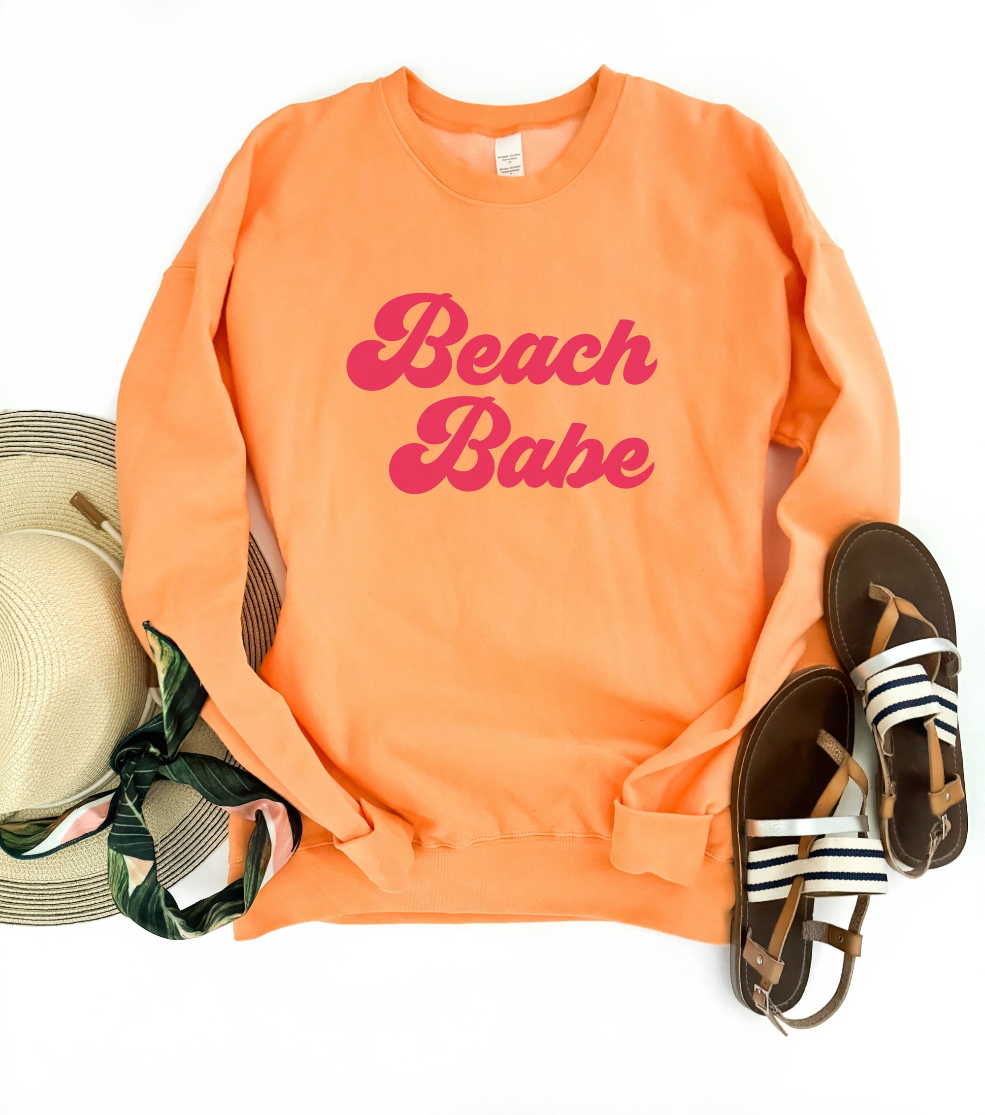 Beach babe fleece sweatshirt Vacay mode sweatshirt Tultex fleece 340 Cantaloupe 