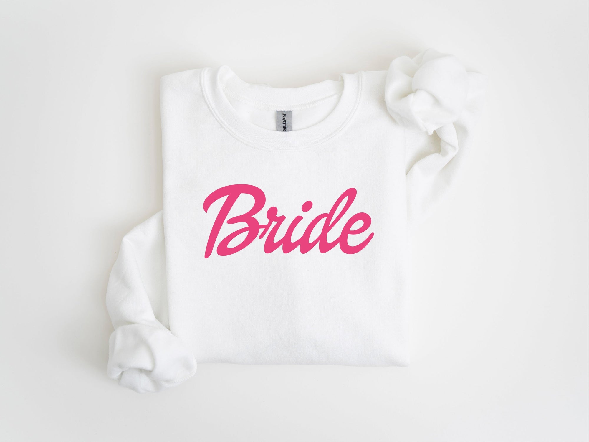 Bride pink script basic sweatshirt Bridal Gildan 18000 sweatshirt 