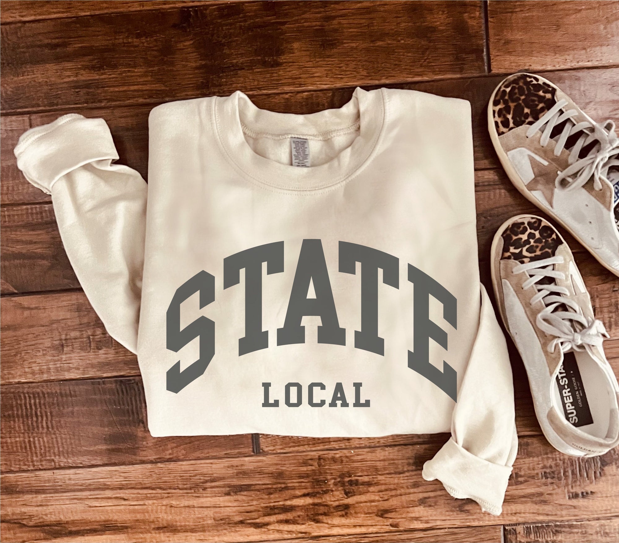 State local sweatshirt State Gildan softstyle(sf000), lane seven premium(grey) 