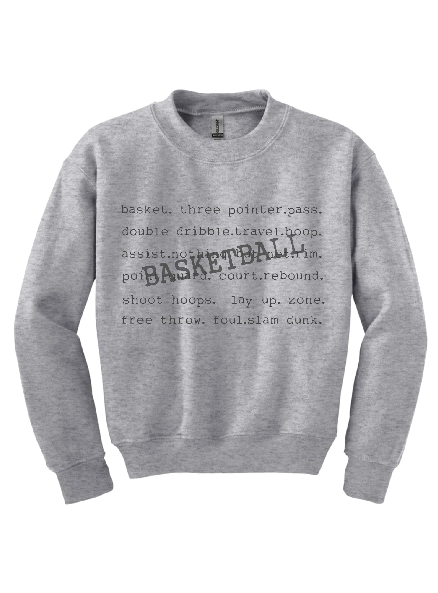 Basketball words youth sweatshirt Sports collection Gildan 18000B youth fleece 