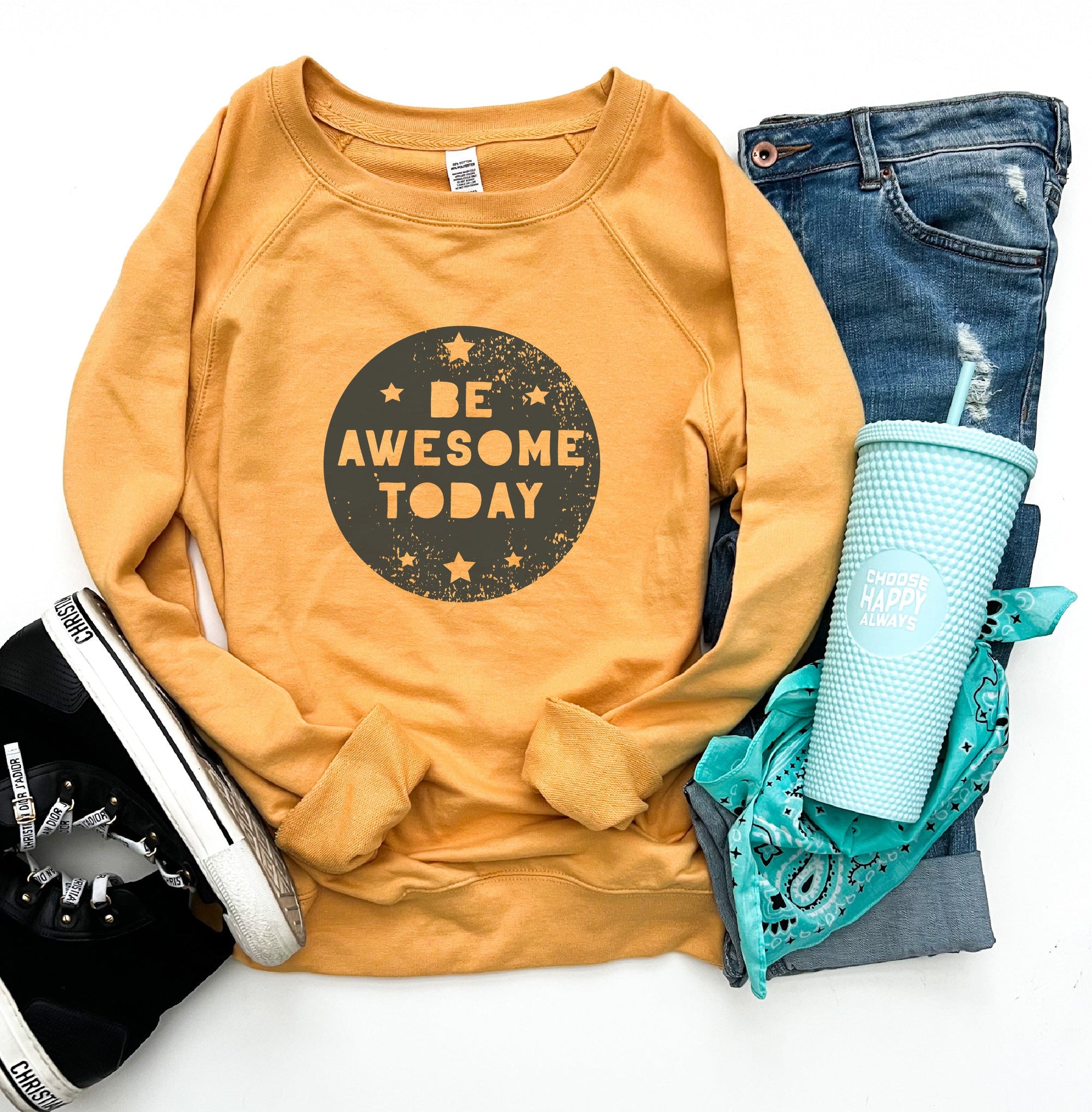 Be awesome today french terry raglan Fall French Terry raglan Lane seven French Terry raglan Harvest gold XS 