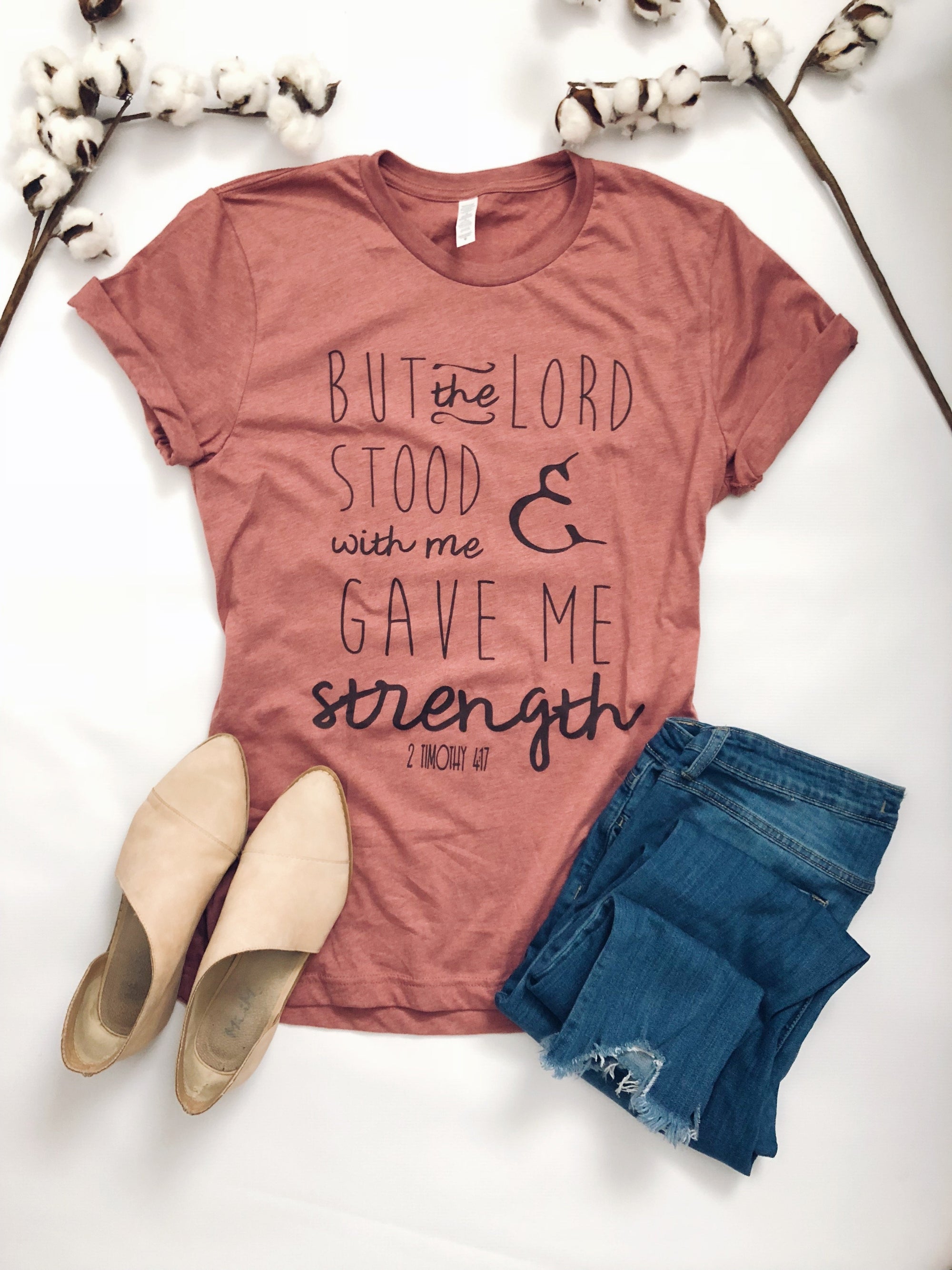 But the Lord stood with me Short sleeve miscellaneous tee Bella Canvas 3001 heather dusty blue XS Ice blue 