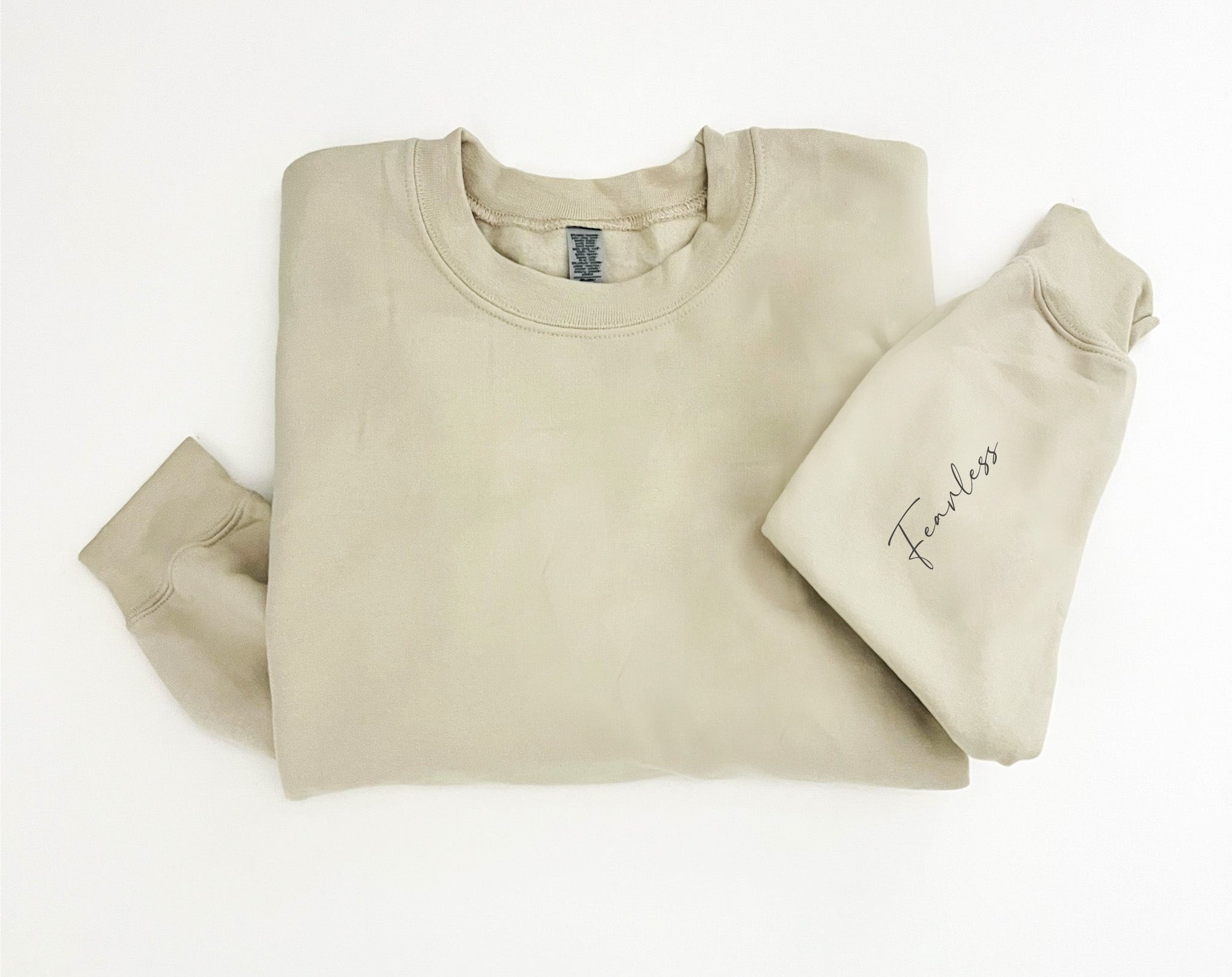 Fearless sleeve print basic sweatshirt Affirmation collection Gildan 18000 sweatshirt 