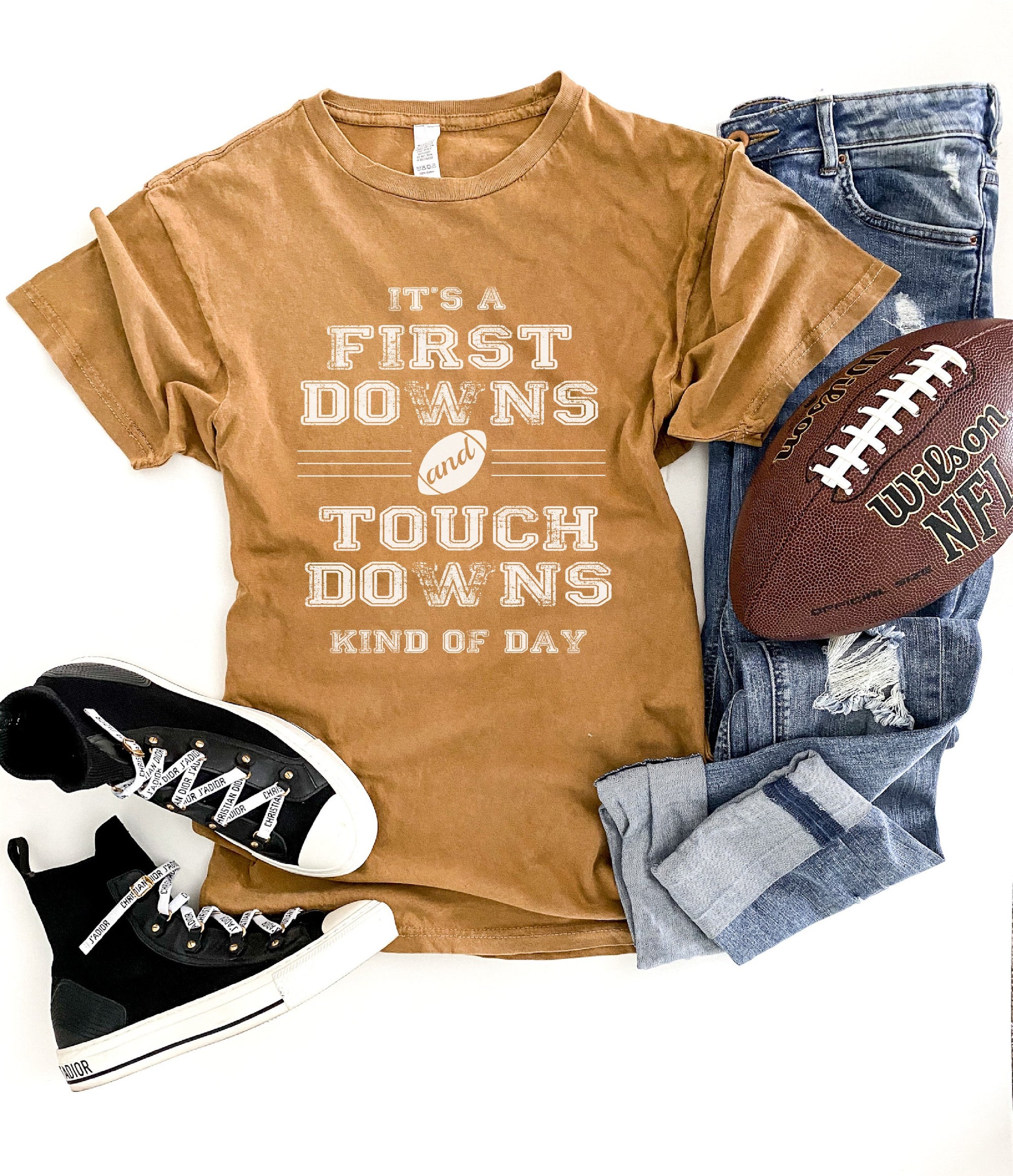 First downs and touchdowns unisex vintage wash tee Short sleeve football tee Lane seven vintage wash tee 