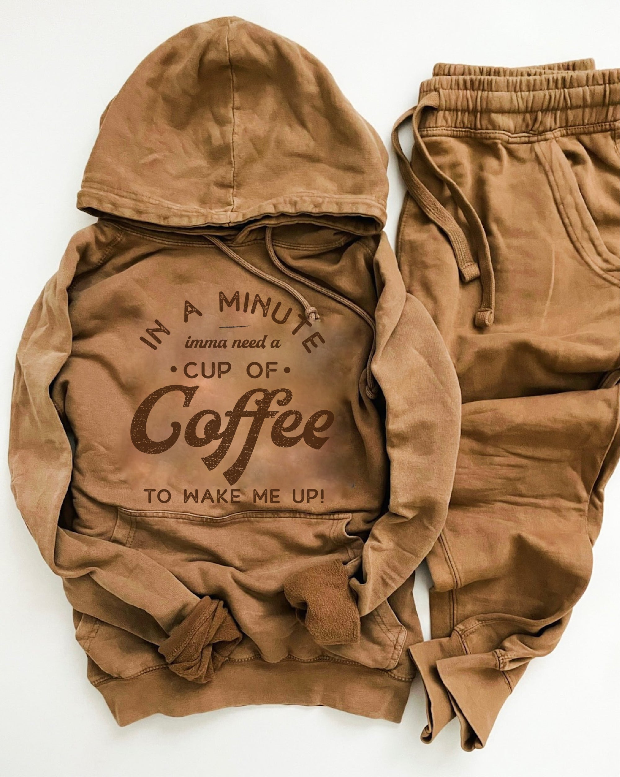 In a minute imma need a cup of coffee vintage wash hoodie Holiday French Terry raglan Lane seven vintage wash hoodie 