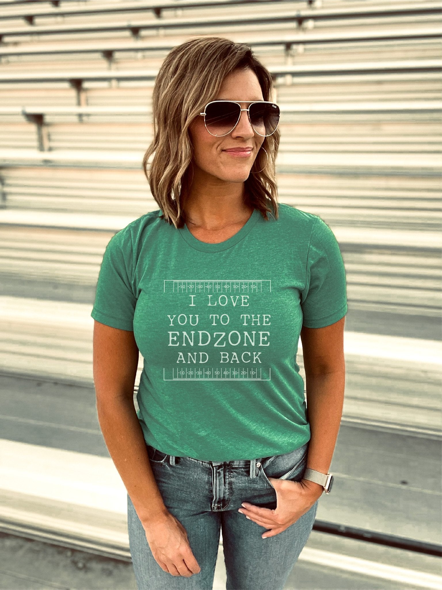 Love you to the endzone tee Short sleeve football tee Bella canvas and Next Level 