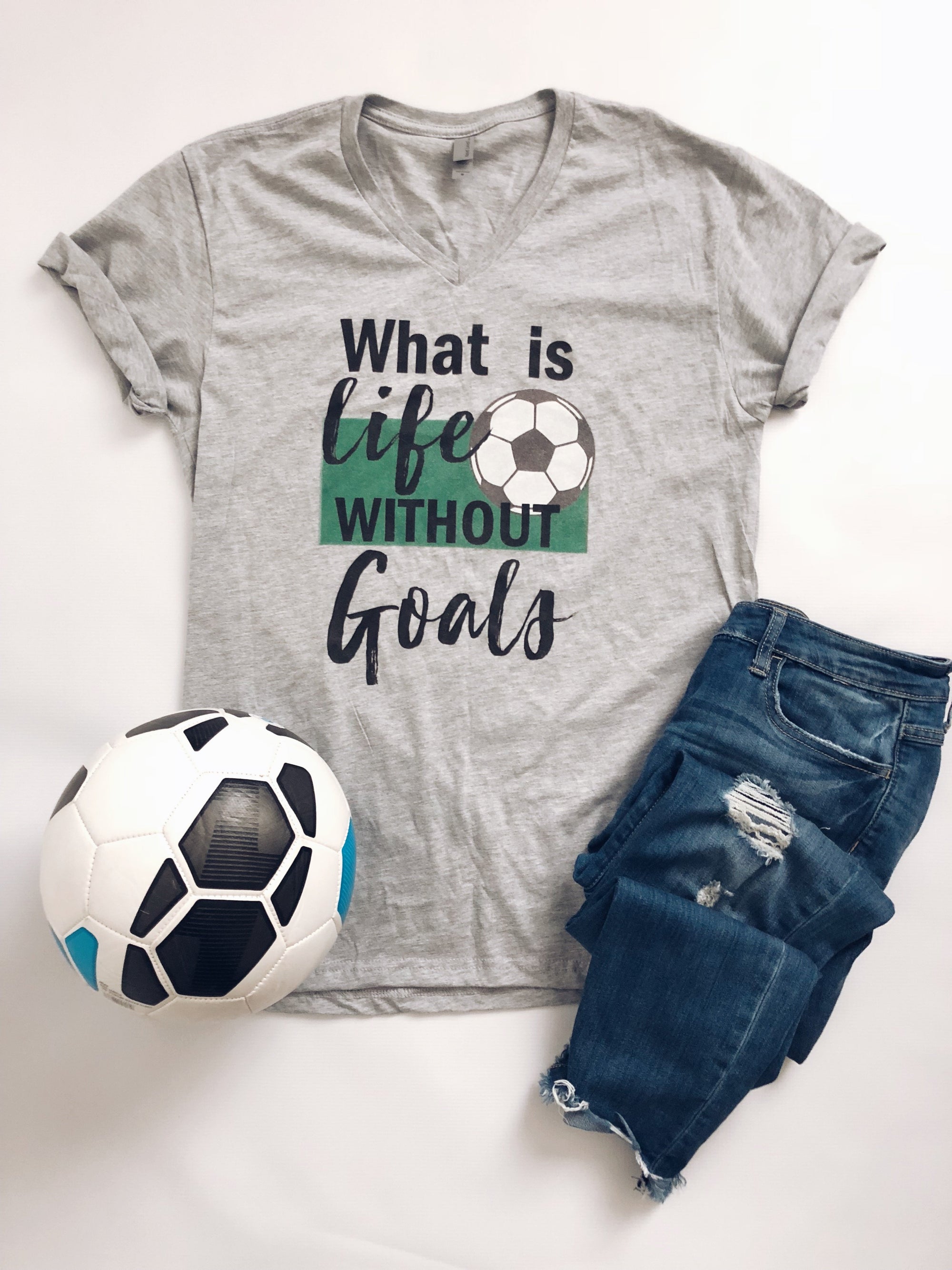 What is life without goals Short sleeve sports tee Next Level 6240 heather grey 