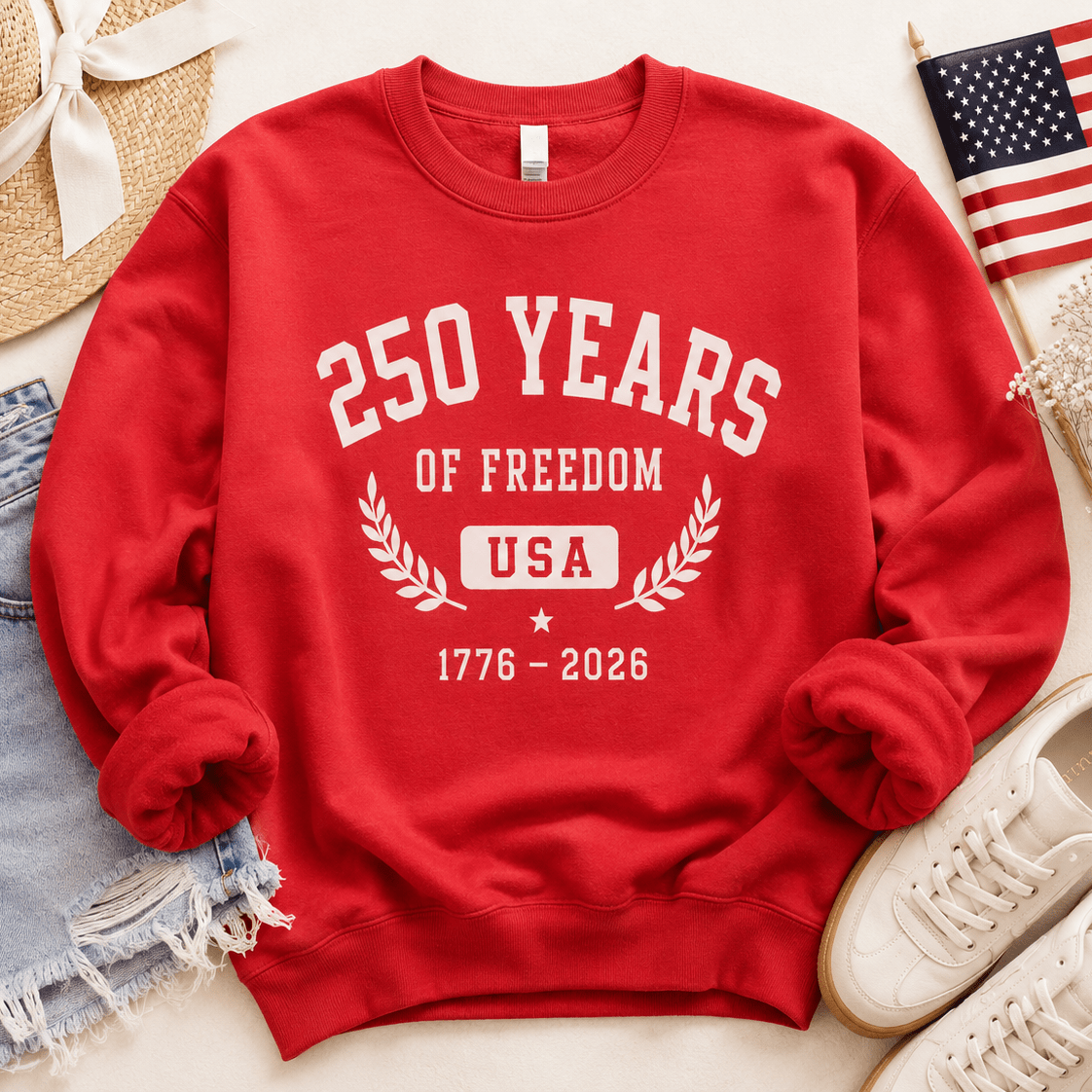250 Years of Freedom Americana Sweatshirt Graphic Design Sweatshirt Lane Seven 