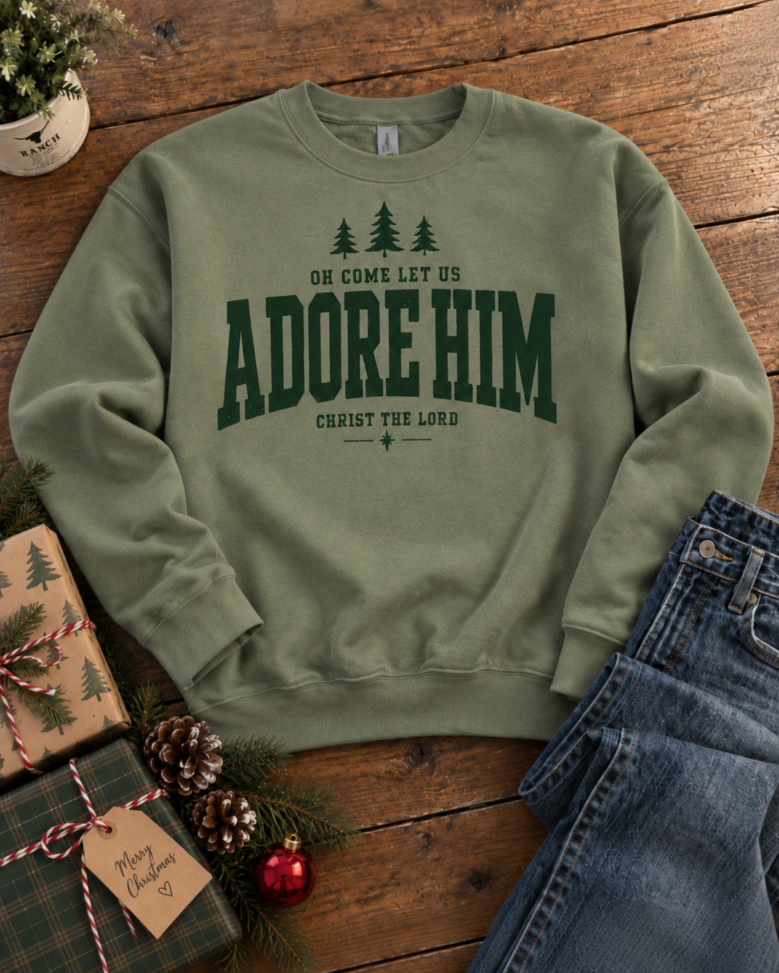 Oh Come Let Us Adore Him Sweatshirt