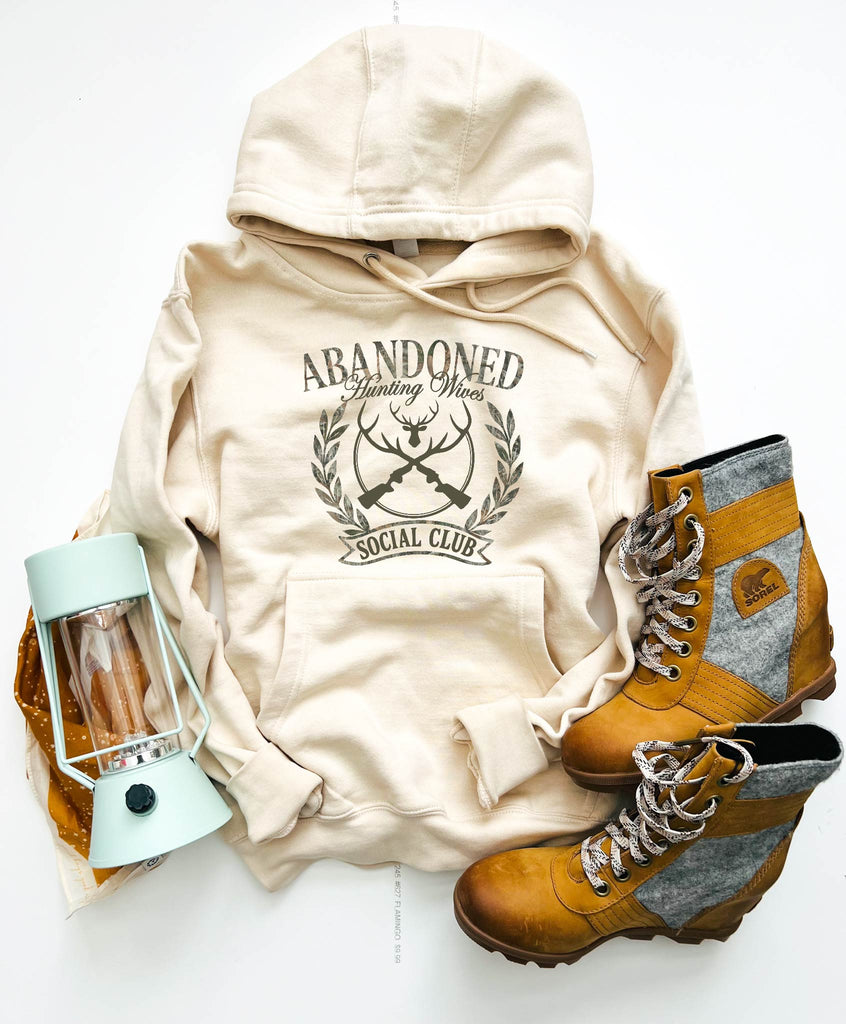Abandoned hunting wives social club fleece hoodie