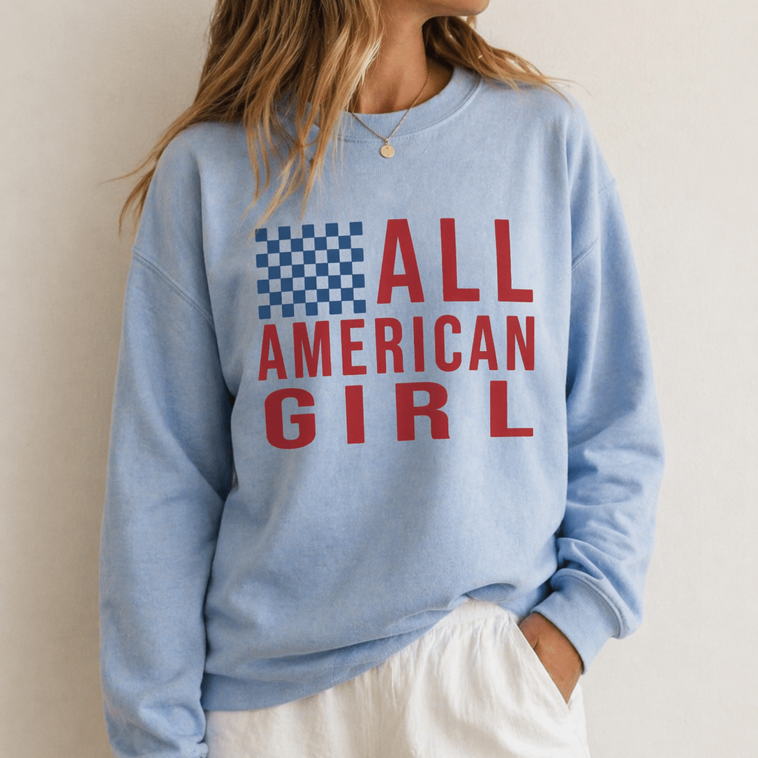 All American Girl Sweatshirt Graphic Design Sweatshirt Gildan 