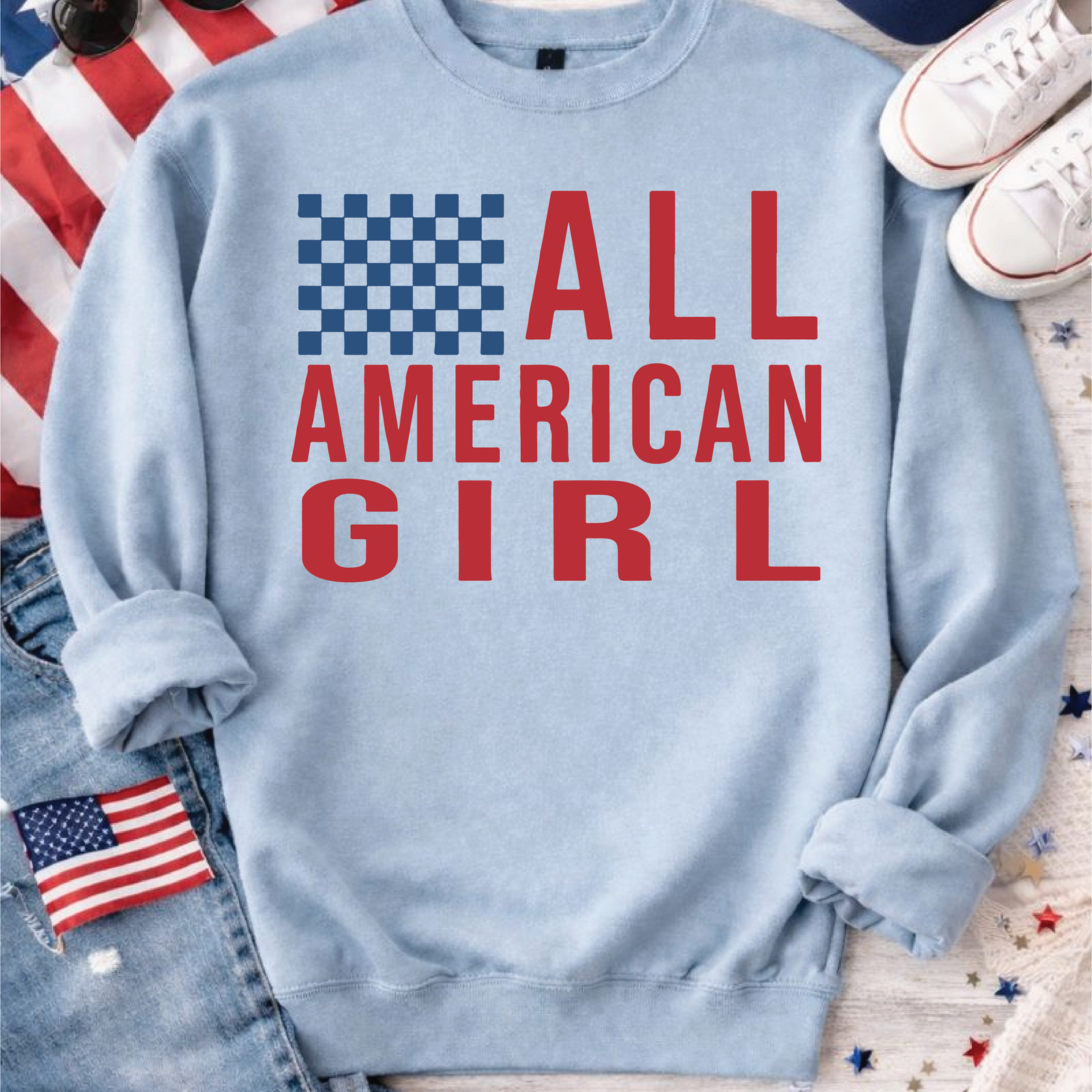 All American Girl Sweatshirt Graphic Design Sweatshirt Gildan 