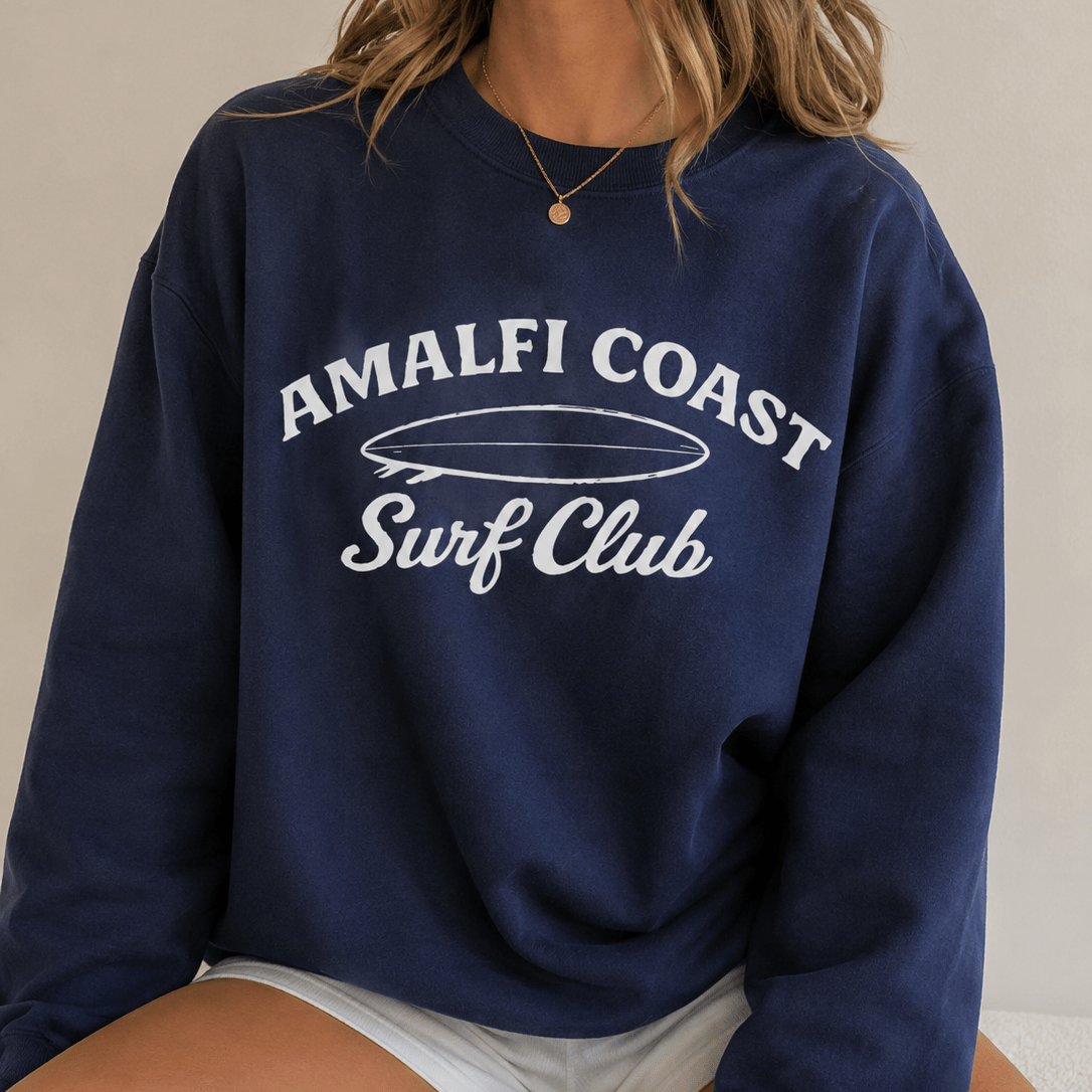 Almafi Coast Surf Club Sweatshirt Graphic Design Sweatshirt Lane Seven 