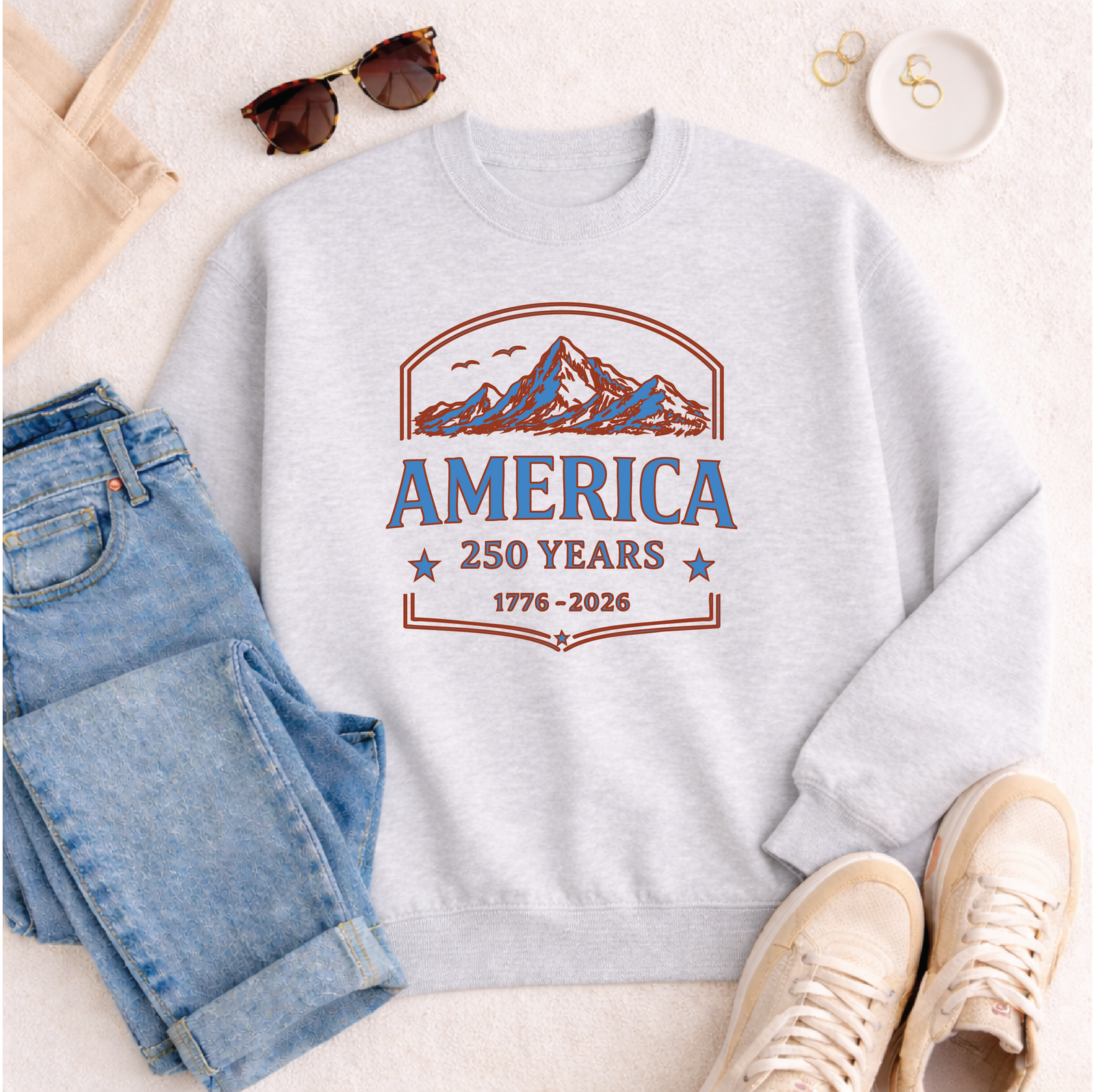 America 250th Sweatshirt Graphic Design Sweatshirt Lane Seven 