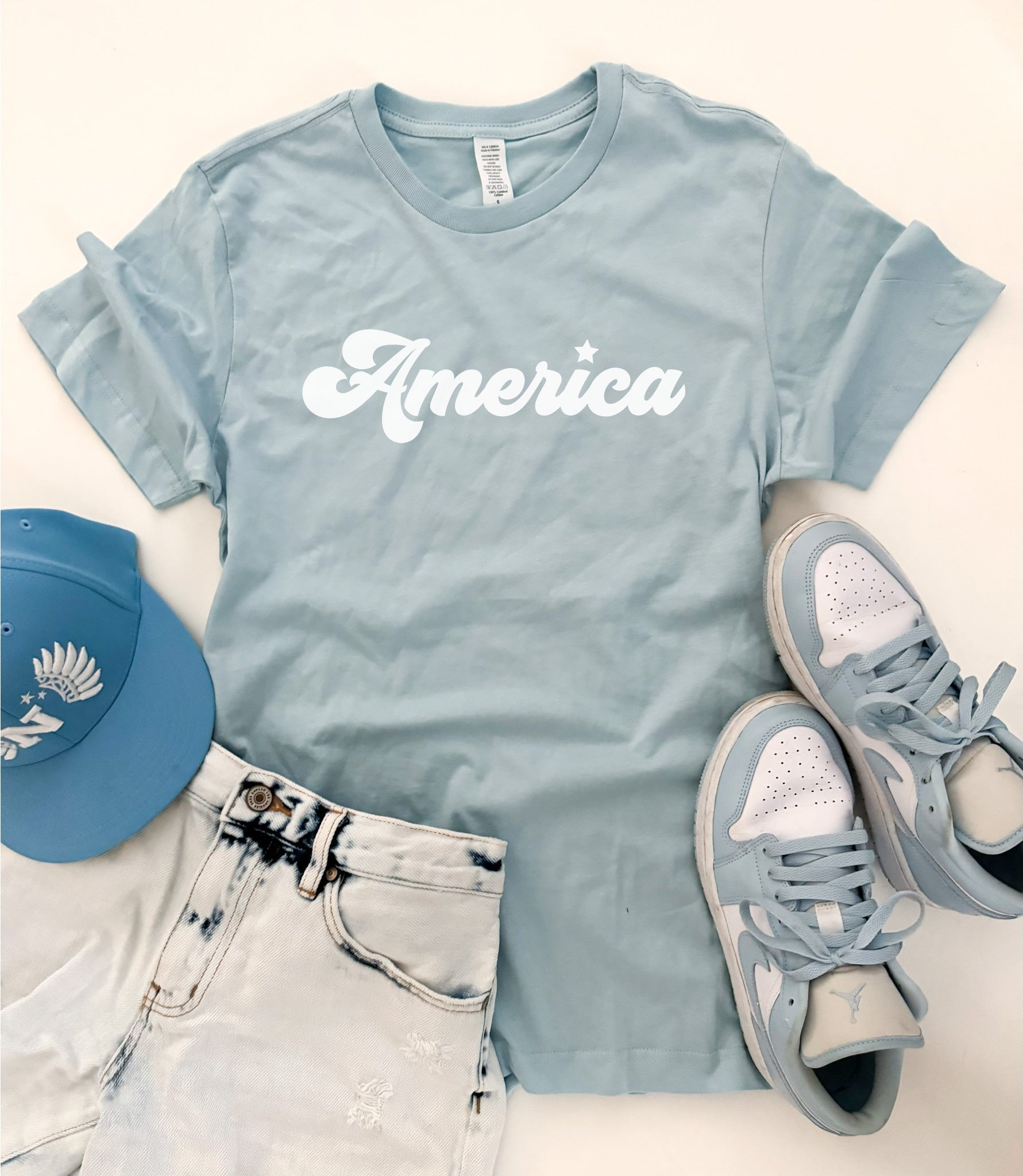 America script tee 4th of july collection Bella Canvas 3001 