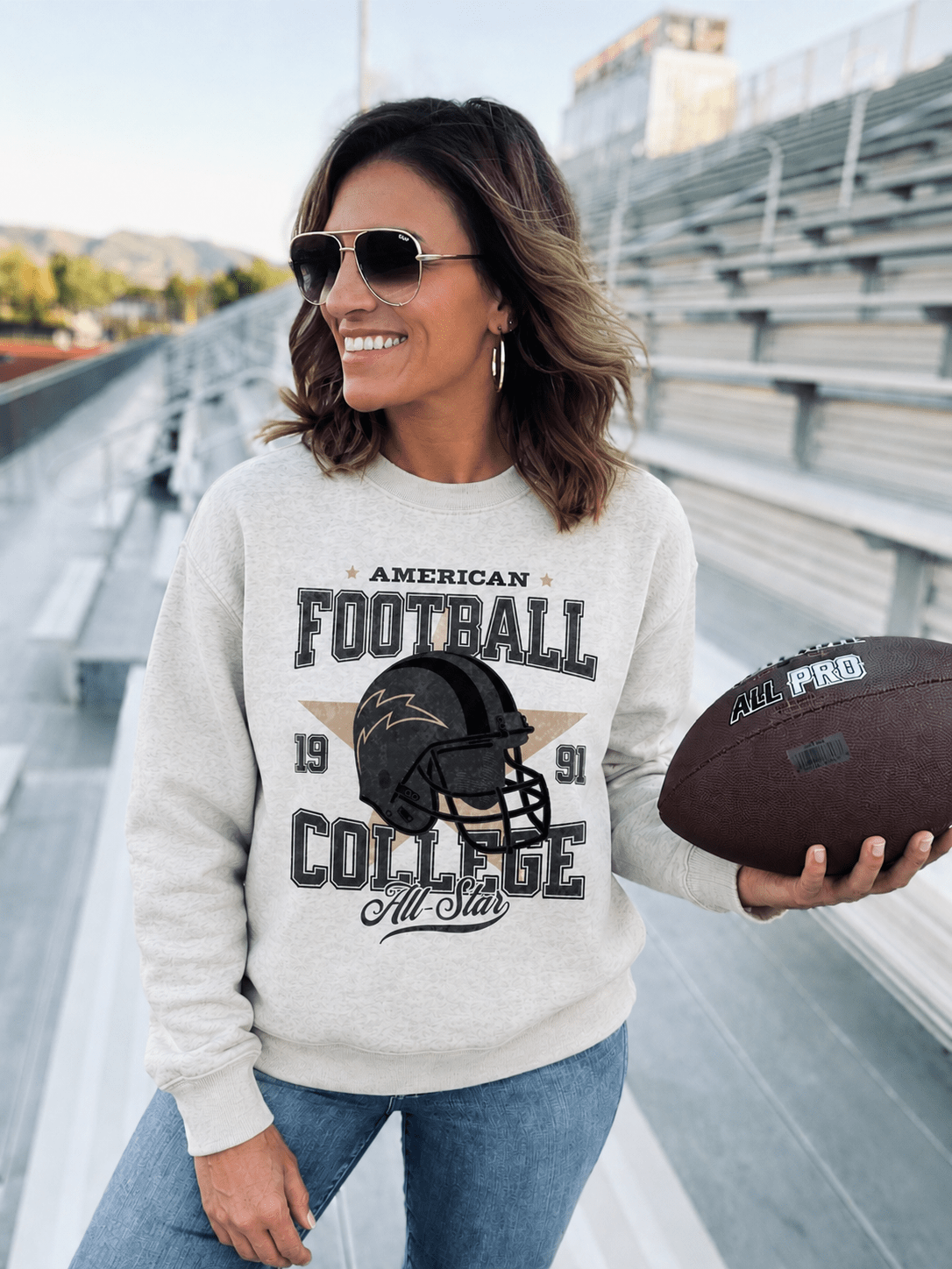 American football all star fleece sweatshirt football Lane seven 