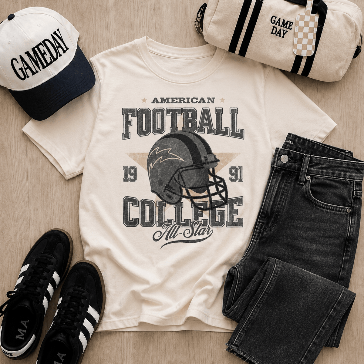 American Football All Star heavyweight tee football Lane seven natural 