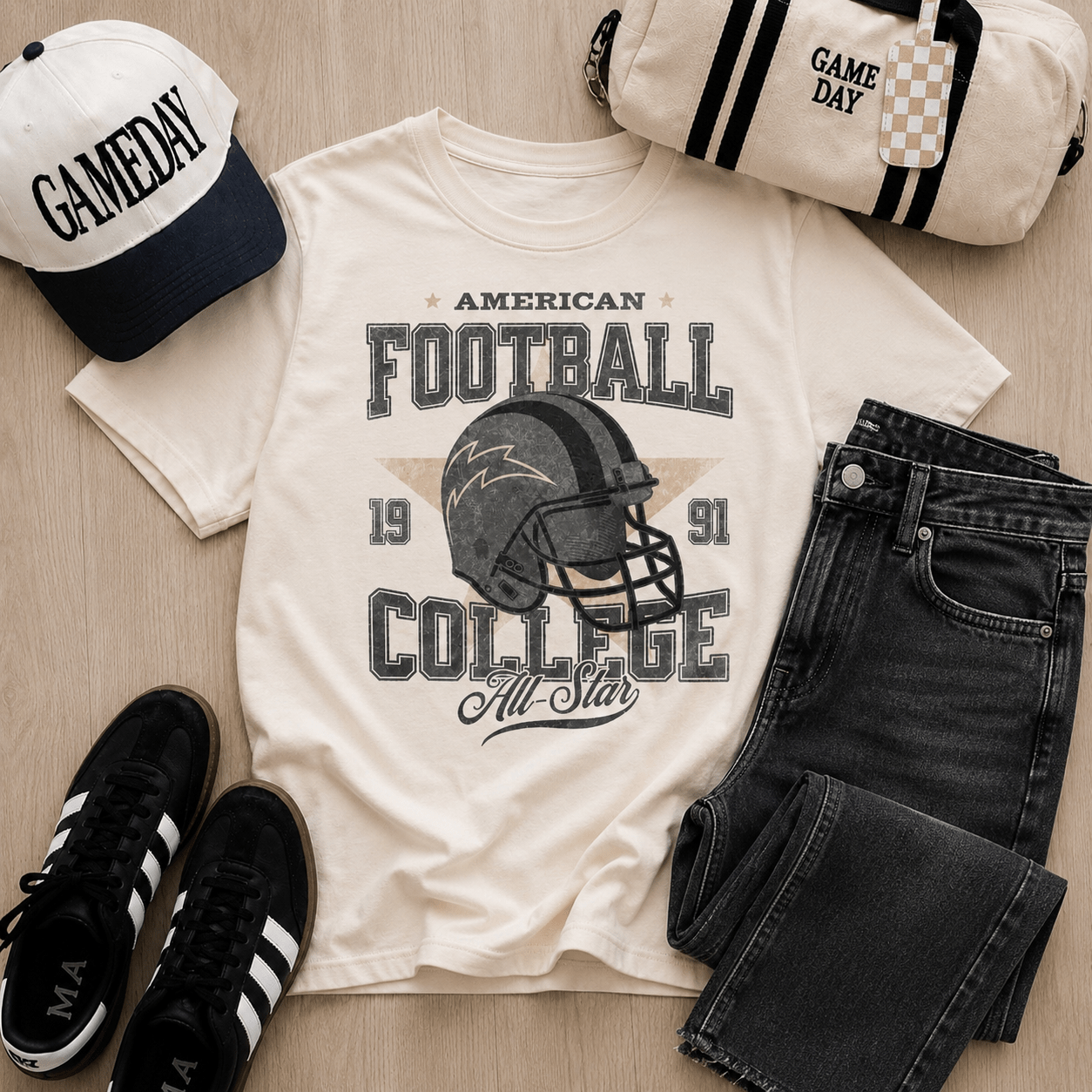 American Football All Star heavyweight tee football Lane seven natural 
