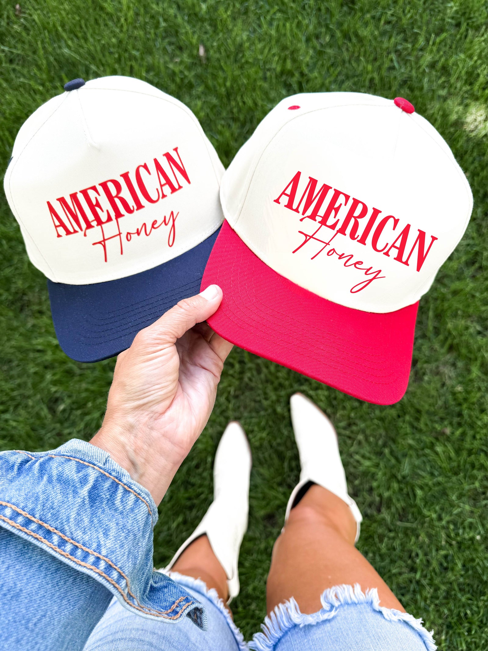American Honey two toned ball cap patriotic Otto 5 panel ball cap 