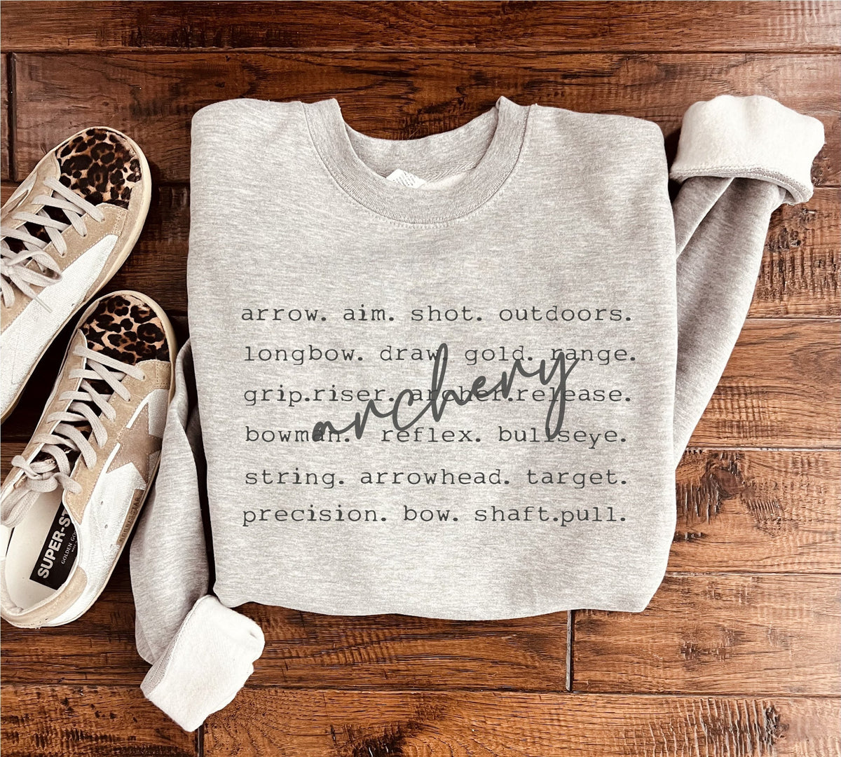 Archery words basic sweatshirt words Gildan 18000 sweatshirt XS Athletic heather grey 