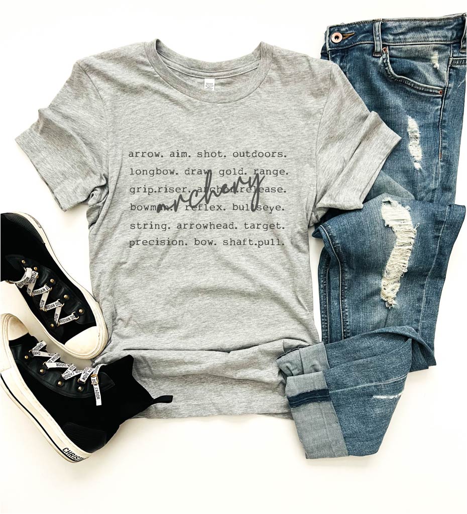 Archery words tee words Bella canvas 3001 XS Athletic heather grey 