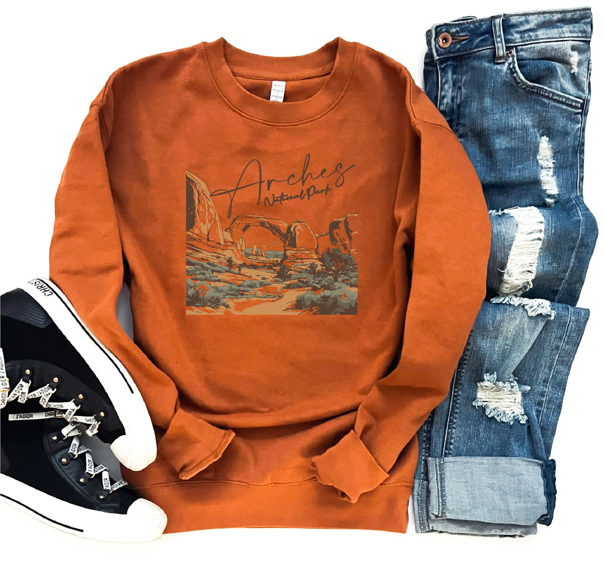 Arches national park fleece sweatshirt Basketball sweatshirt CH fleece sweatshirt adobe Lane seven heather grey 