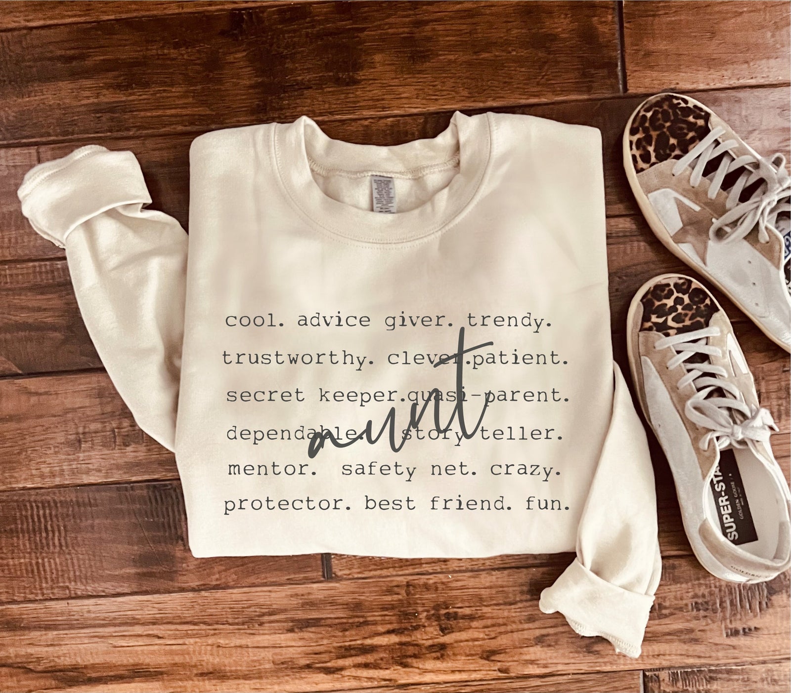 Aunt words sweatshirt words Gildan 18000 sweatshirt 