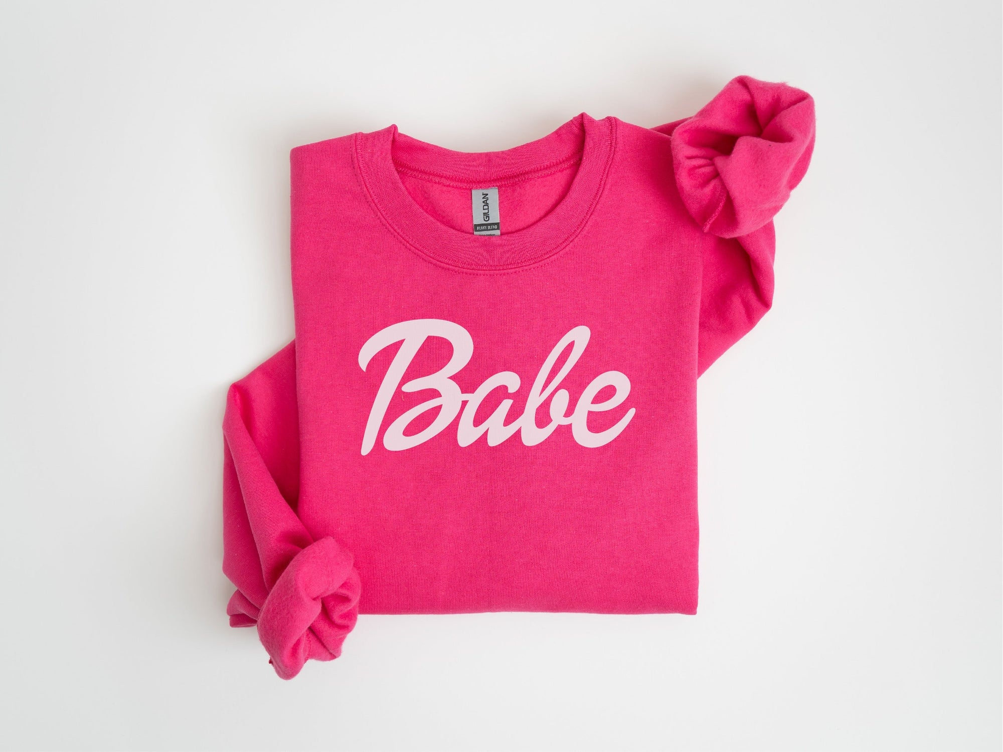 Babe script basic sweatshirt Bridal Gildan 18000 sweatshirt heliconia 