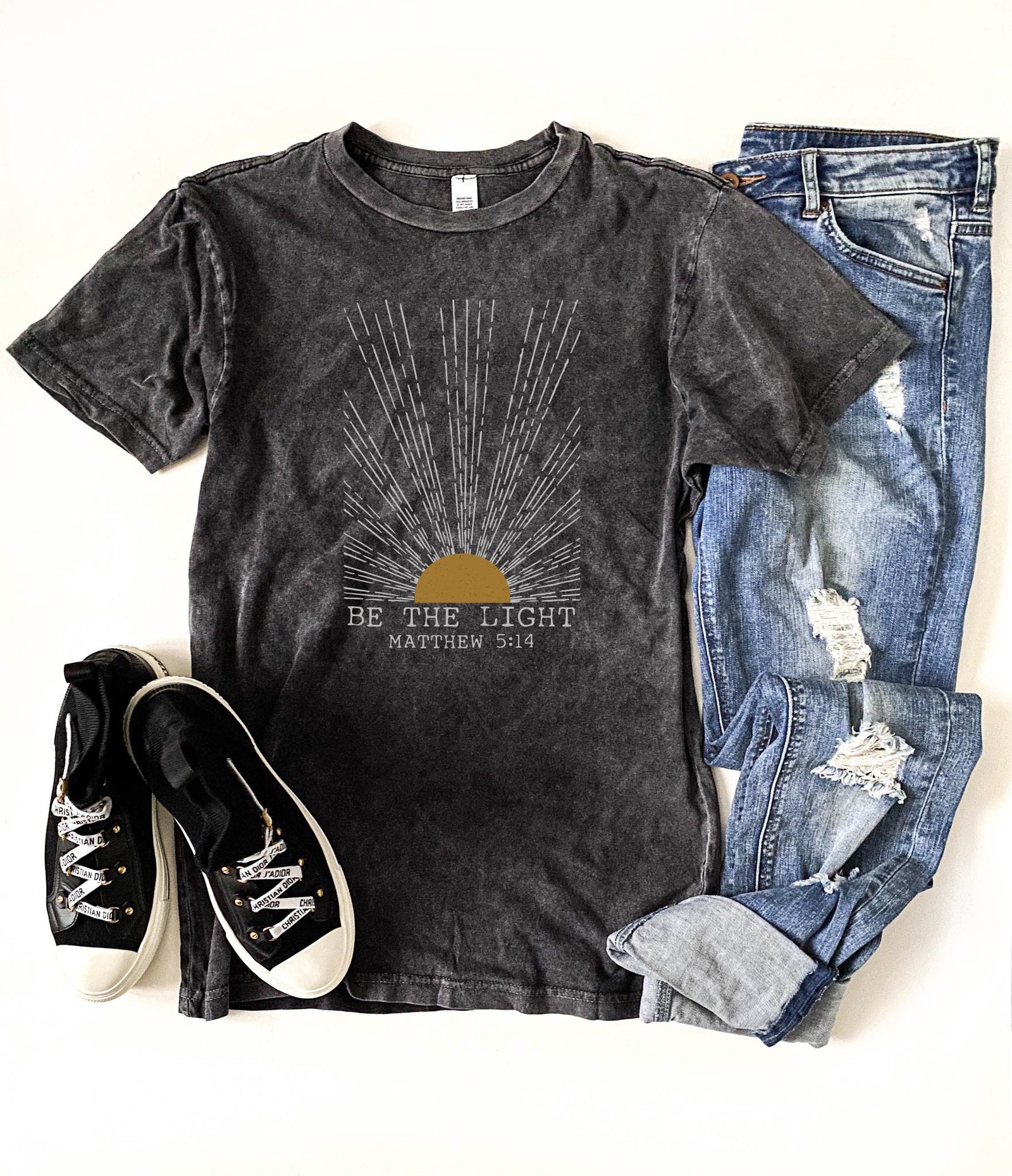 Be the light vintage wash tee faith based Lane Seven 