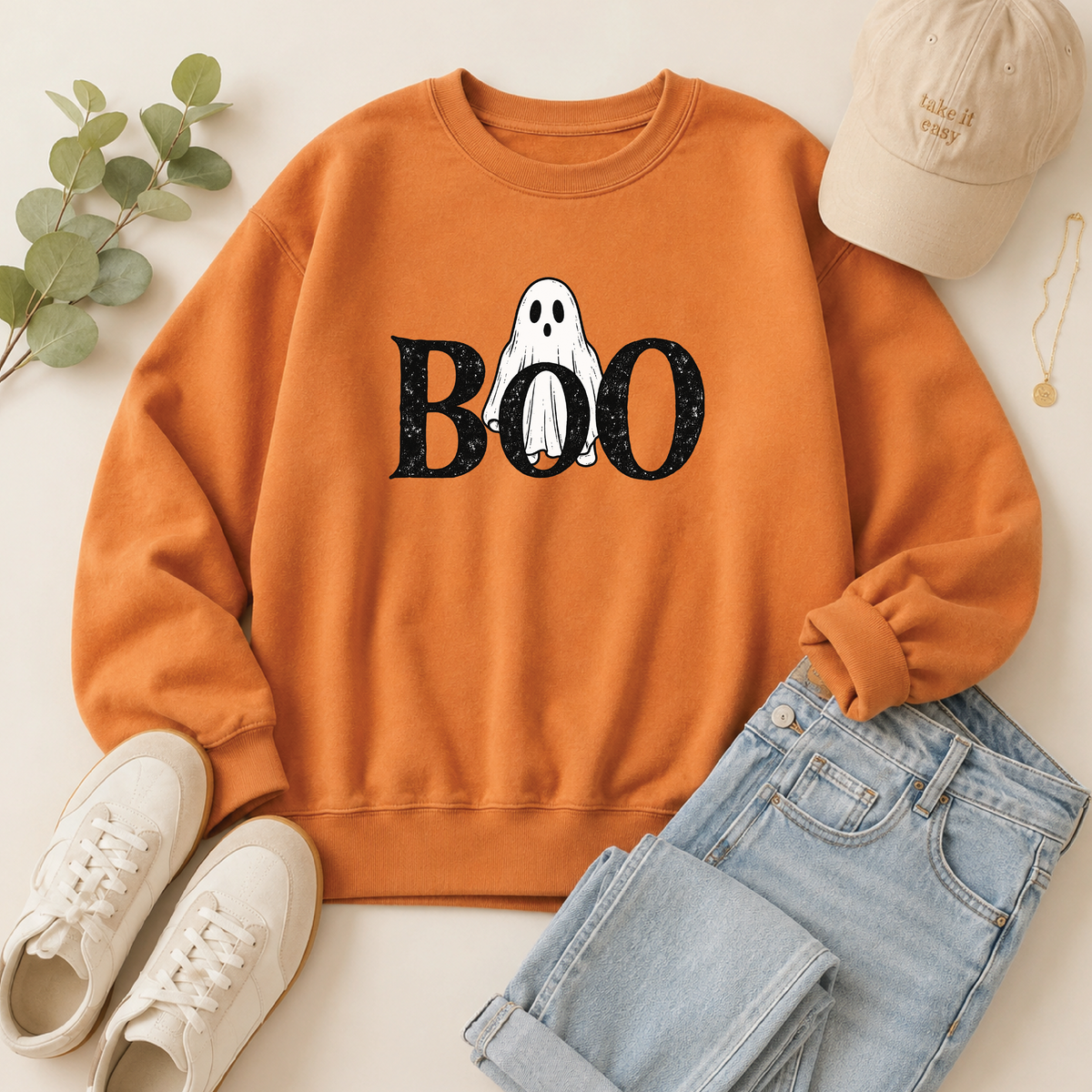 Boo Crewneck Halloween sweatshirt cotton heritage 