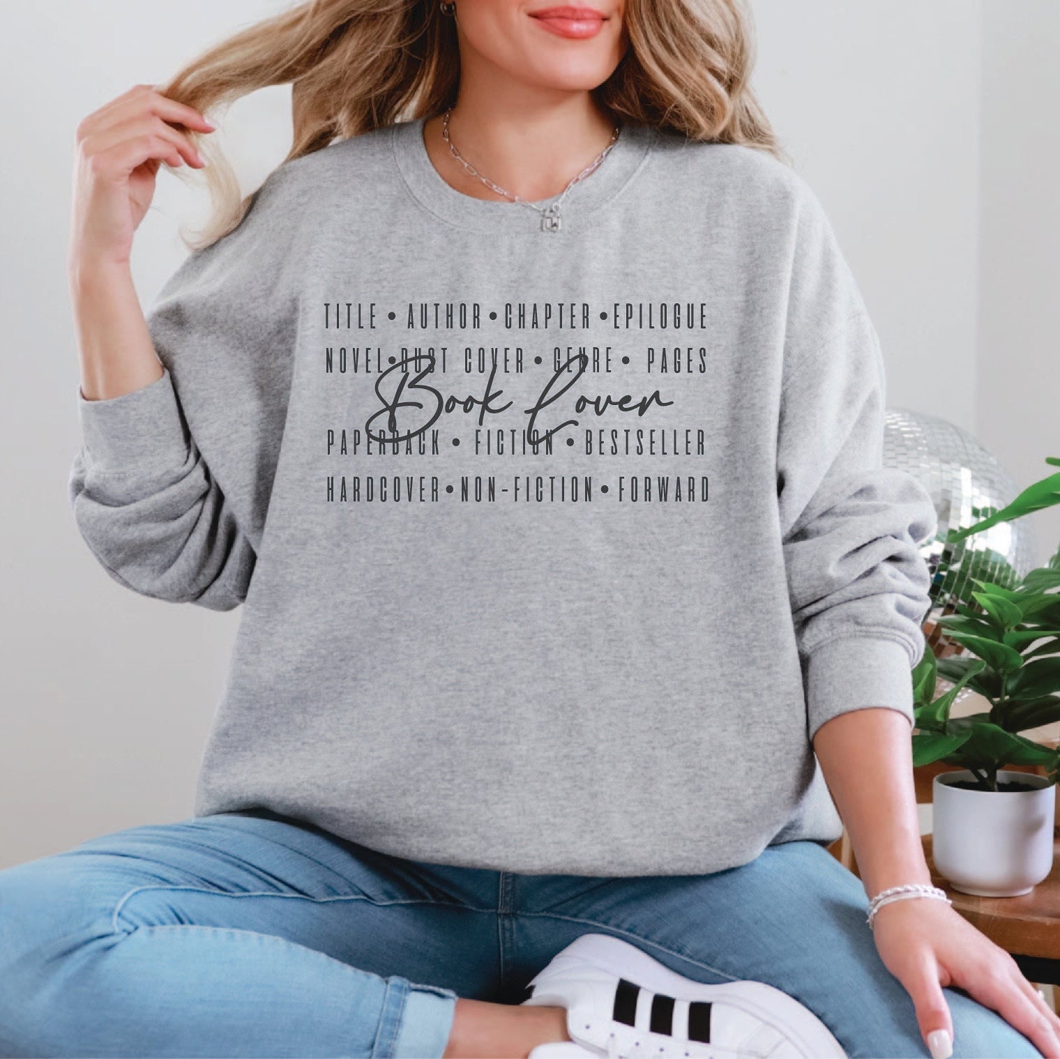Book Lover Words Sweatshirt Graphic Design Sweatshirt Lane Seven 