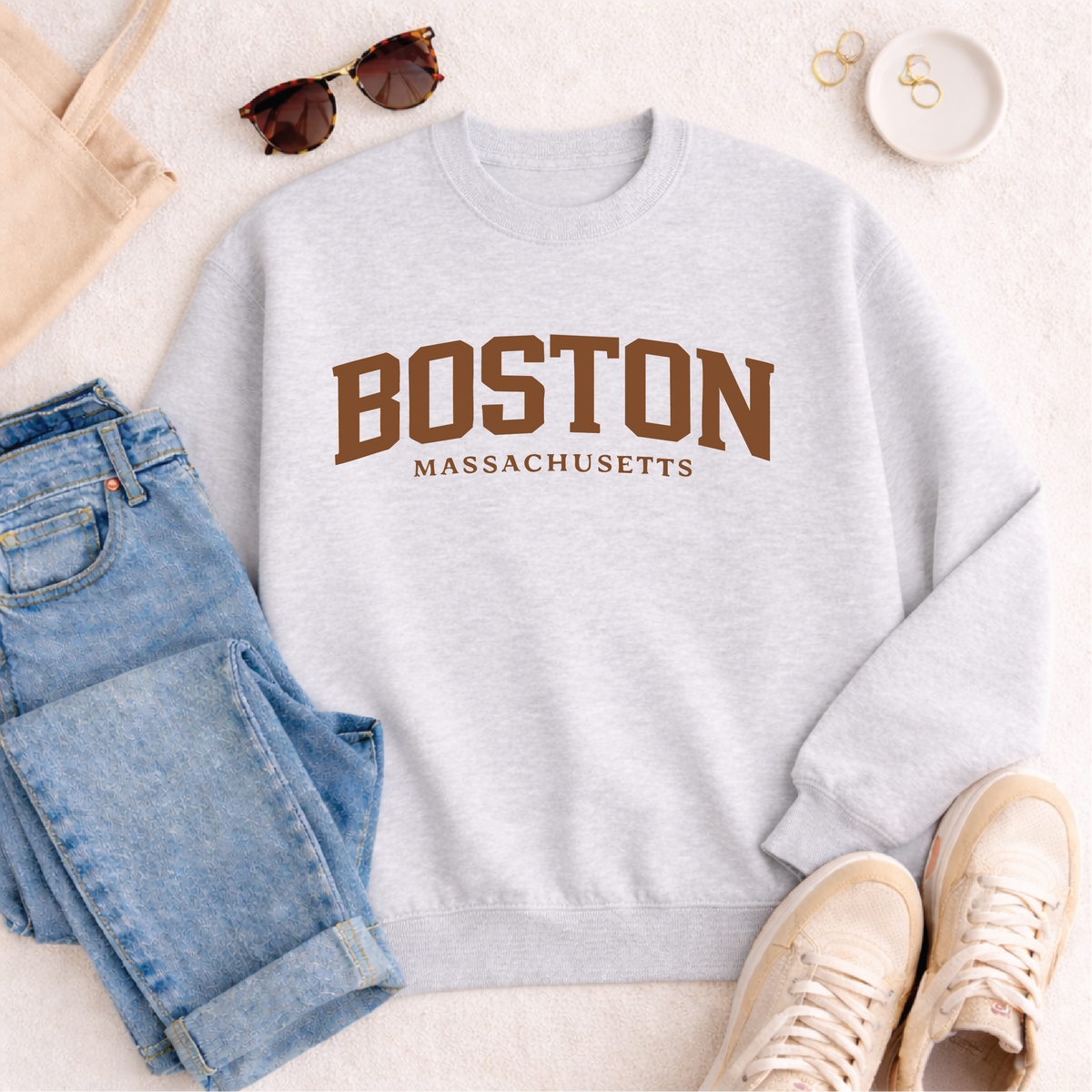 Boston Massachusetts Sweatshirt Graphic Design Sweatshirt Lane Seven 