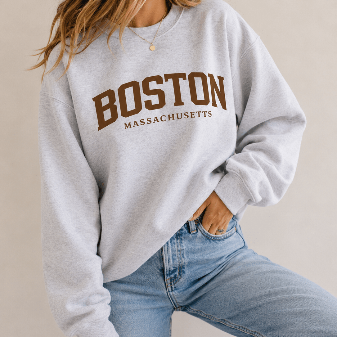 Boston Massachusetts Sweatshirt Graphic Design Sweatshirt Lane Seven 