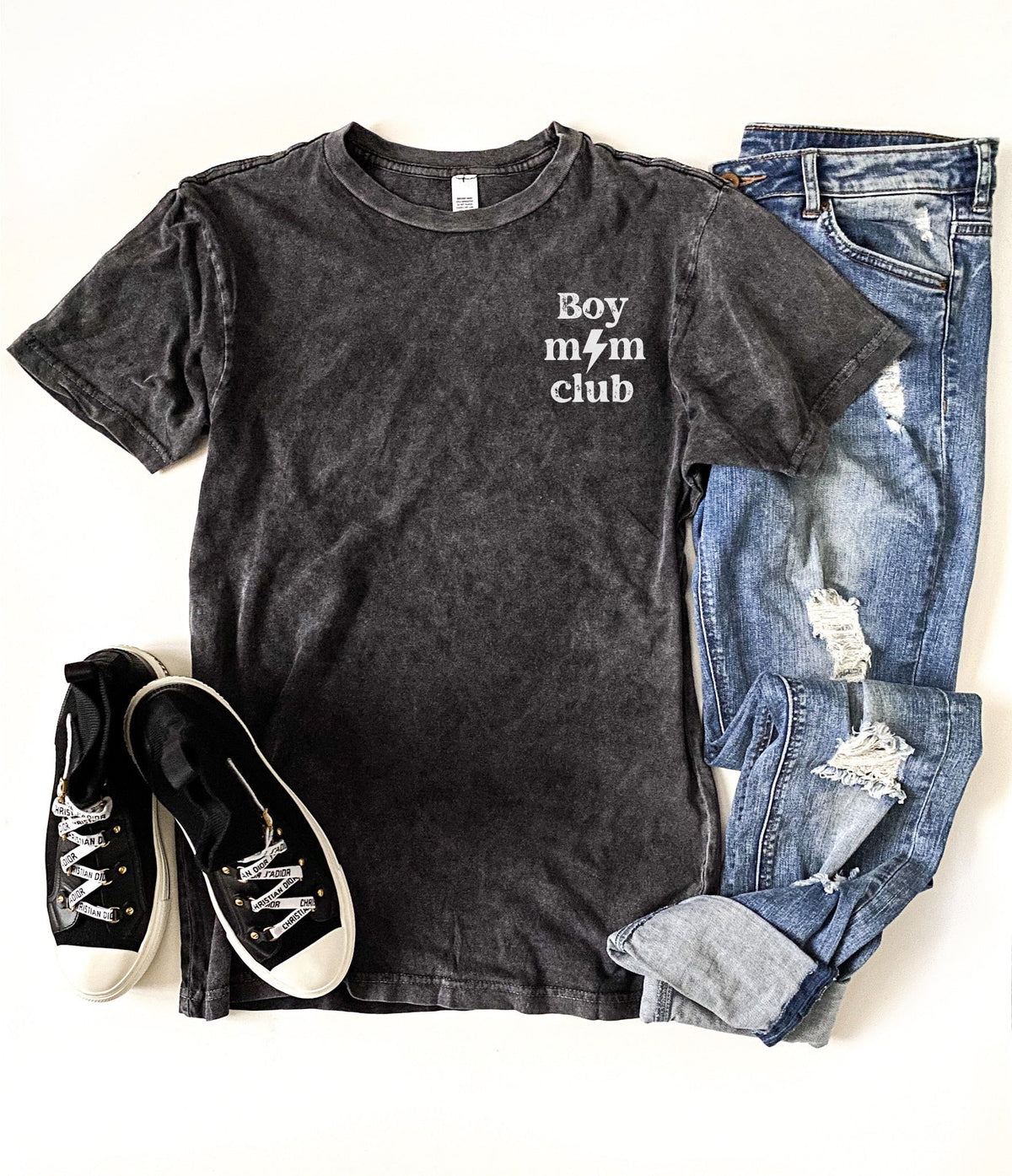 Boy mom club vintage wash tee mom Lane seven vintage black tee 