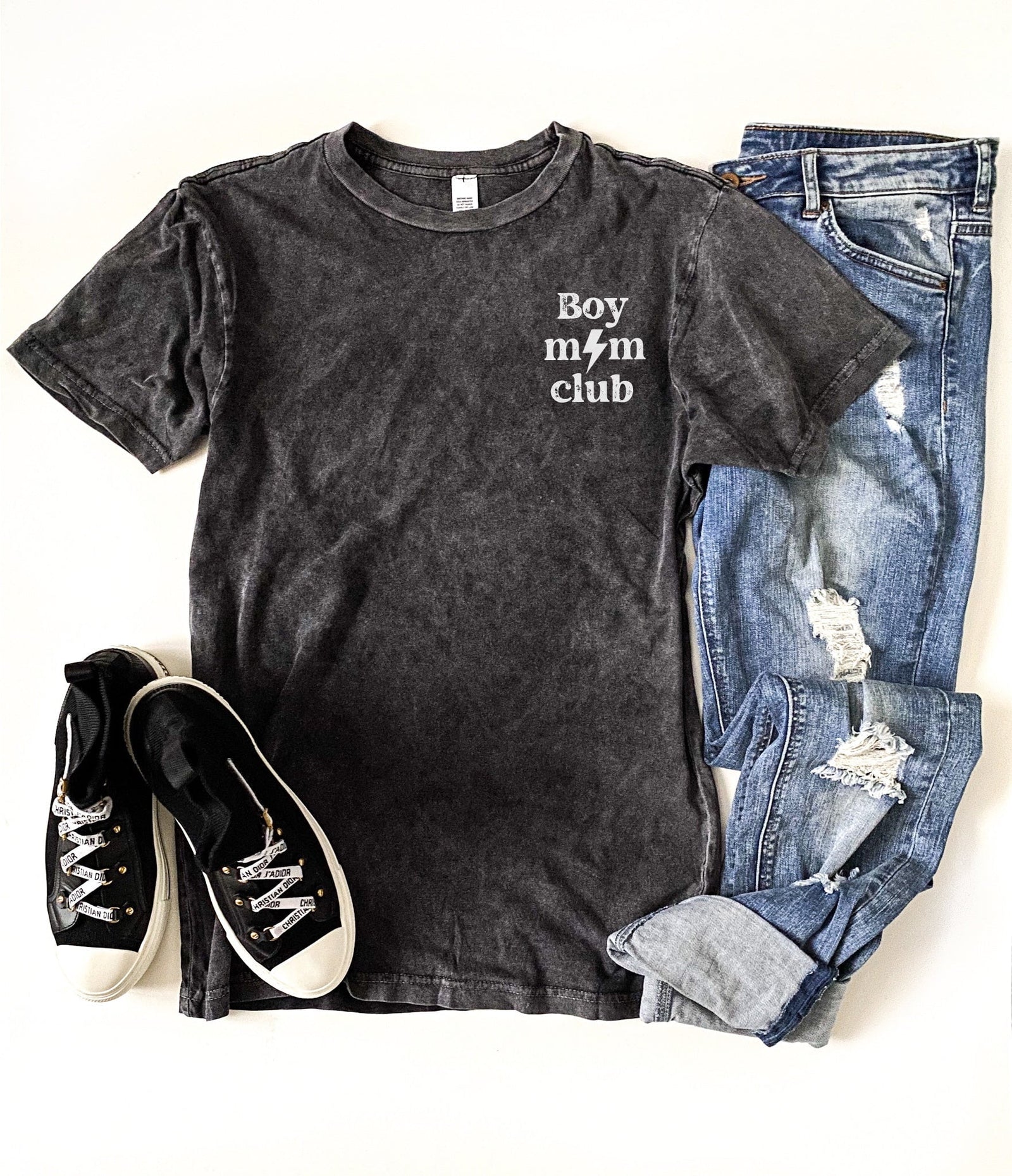 Boy mom club vintage wash tee mom Lane seven vintage black tee 