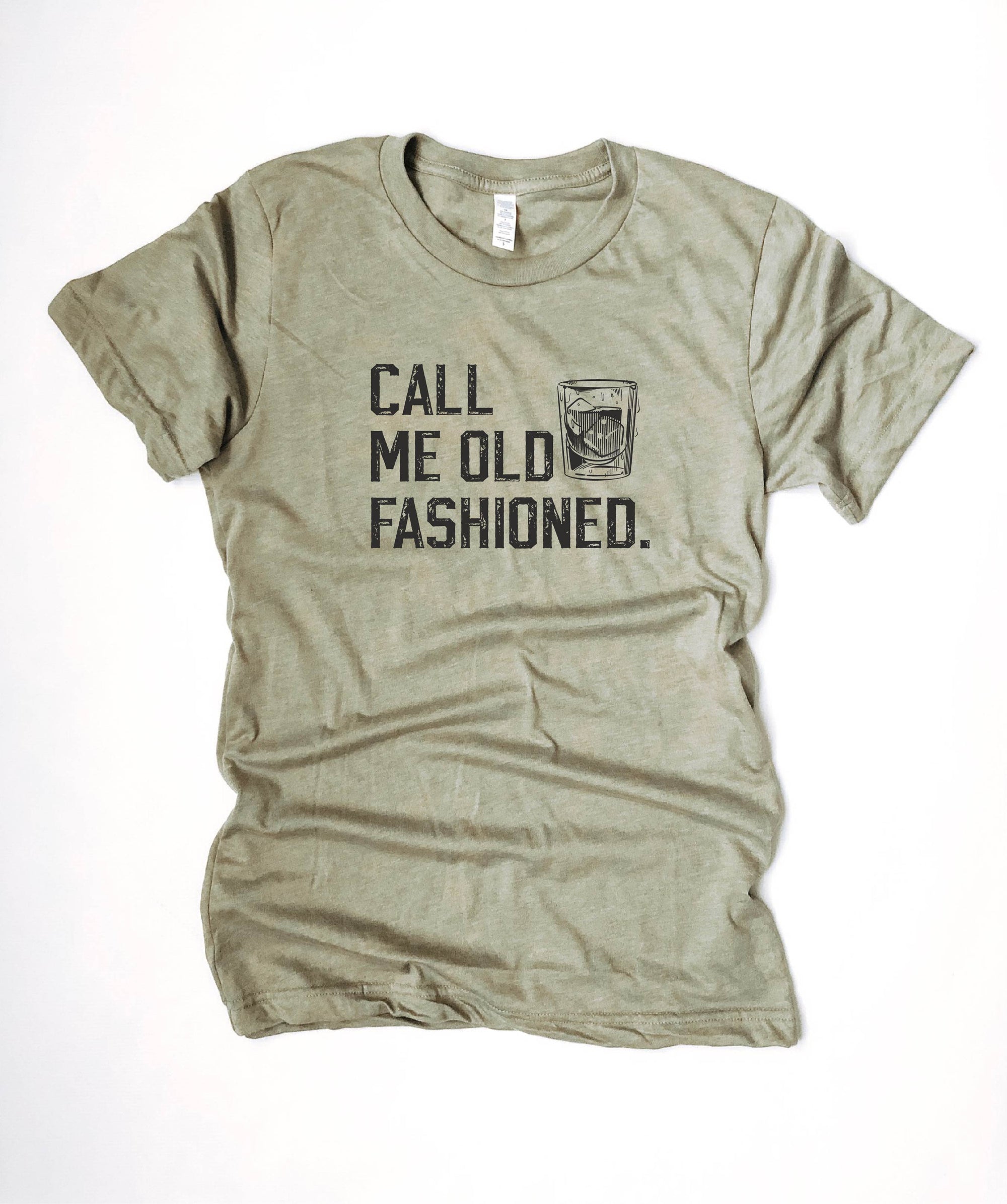 Call me old fashioned tee coffee/wine/spirits Bella canvas 3001 Heather stone 