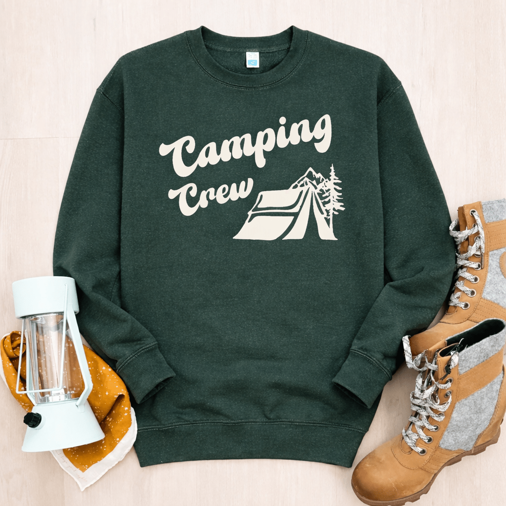 Camping Crew fleece sweatshirt mountain adventure Lane seven 