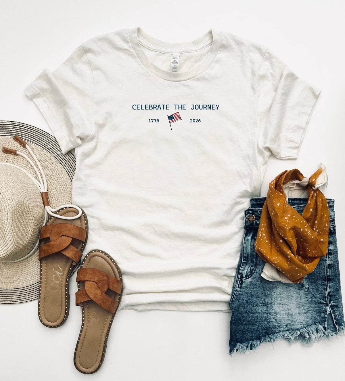 Celebrate the journey heavyweight tee Short sleeve patriotic tee Lane seven natural 