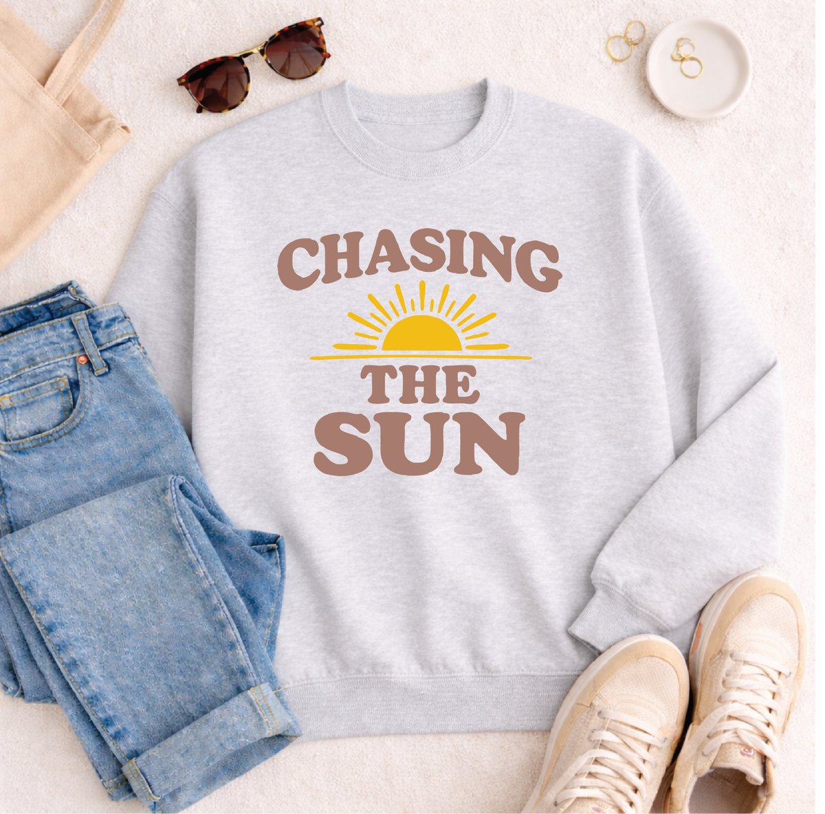 Chasing the Sun Sweatshirt Graphic Design Sweatshirt Lane Seven 