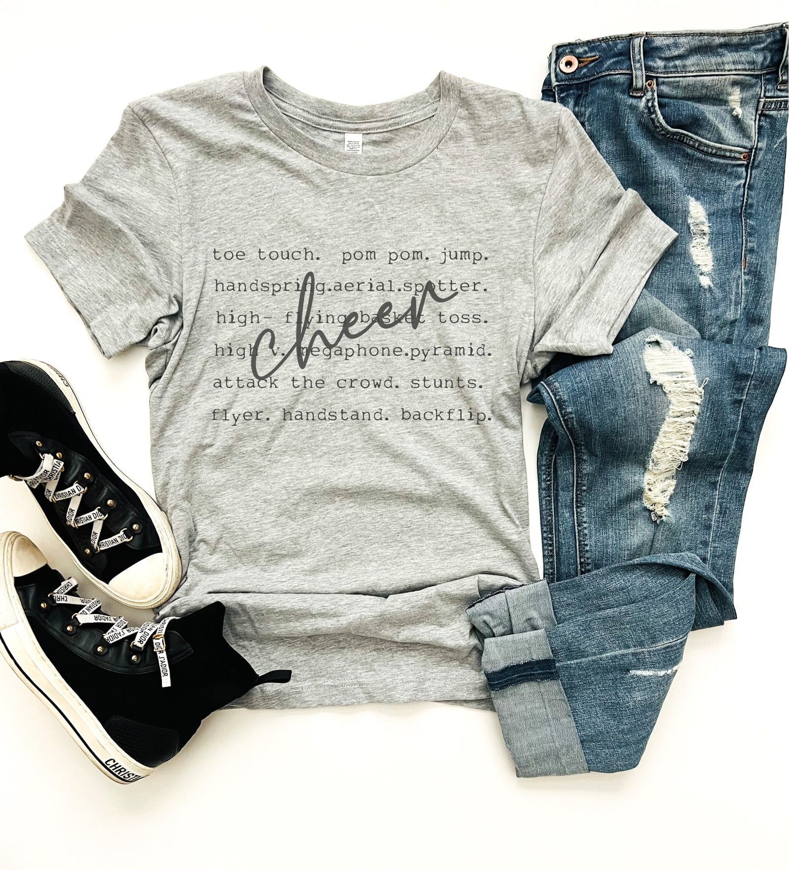 Cheer words tee Words Bella canvas 3001 XS Athletic heather grey 