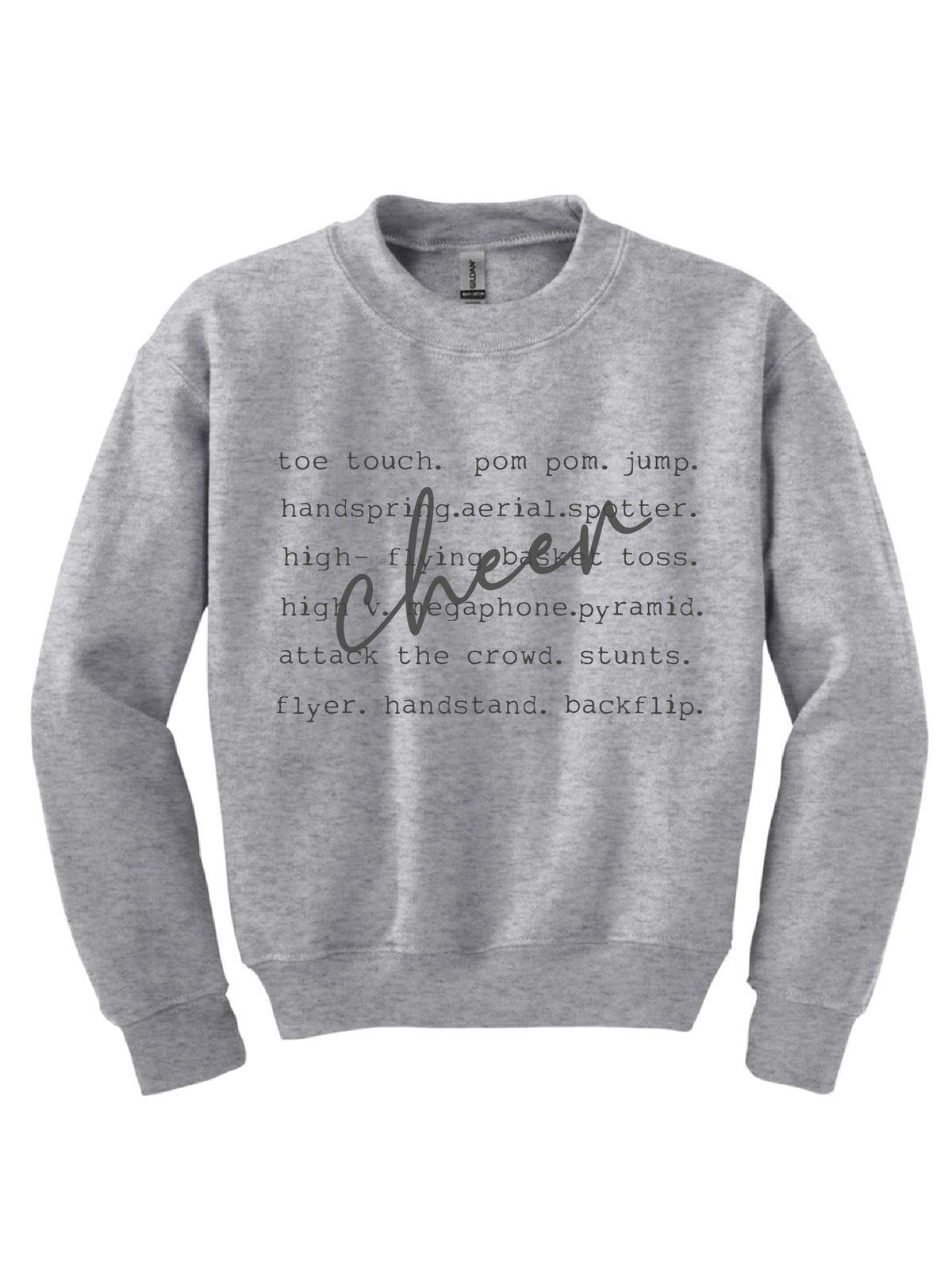 Cheer words youth sweatshirt Words Gildan 18000B youth fleece 