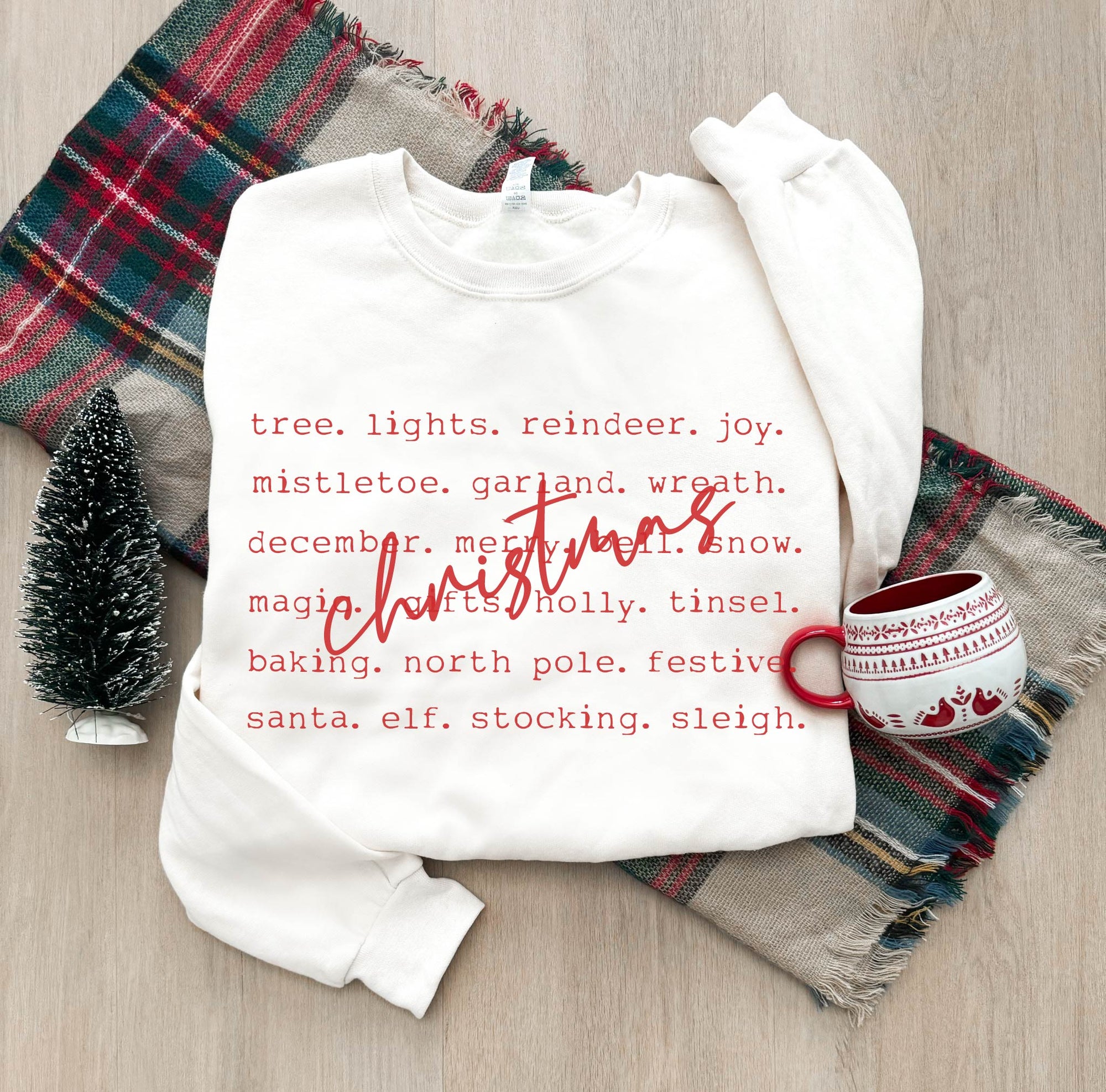 Christmas words basic sweatshirt Words Gildan 18000 sweatshirt 