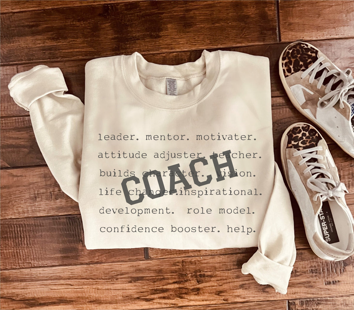 Coach words sweatshirt Words Gildan 18000 sweatshirt XS Sand 