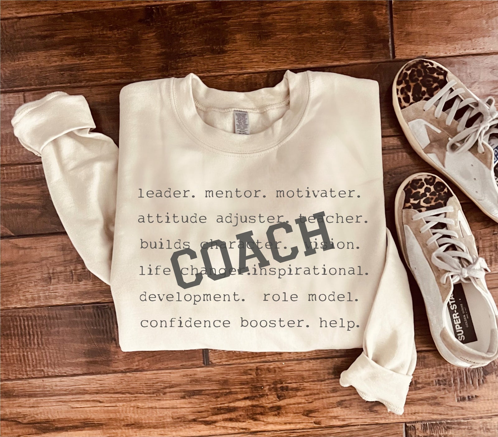 Coach words sweatshirt Words Gildan 18000 sweatshirt XS Athletic heather grey 