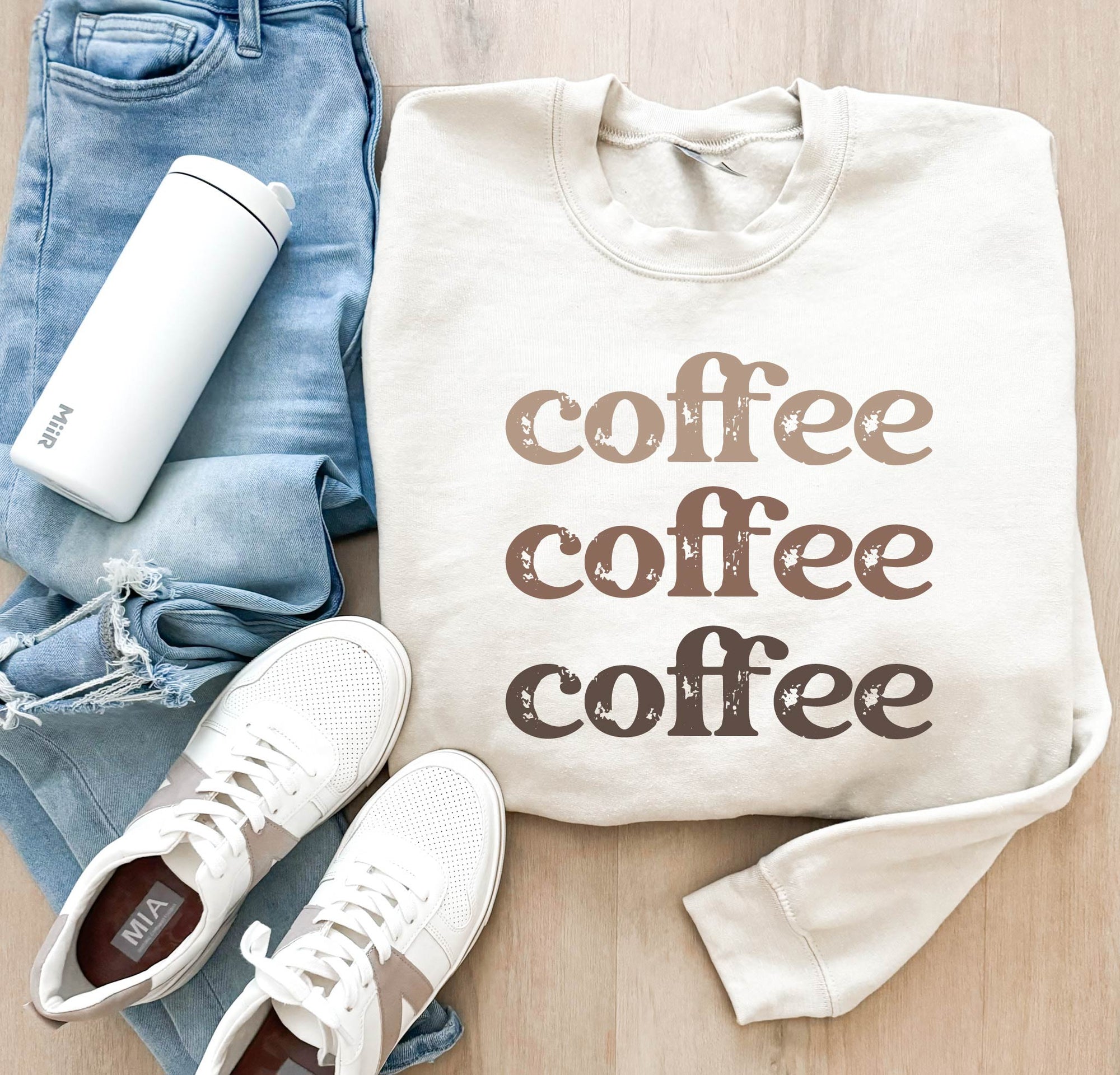 Coffee coffee coffee sweatshirt coffee CH fleece sweatshirt Bone 