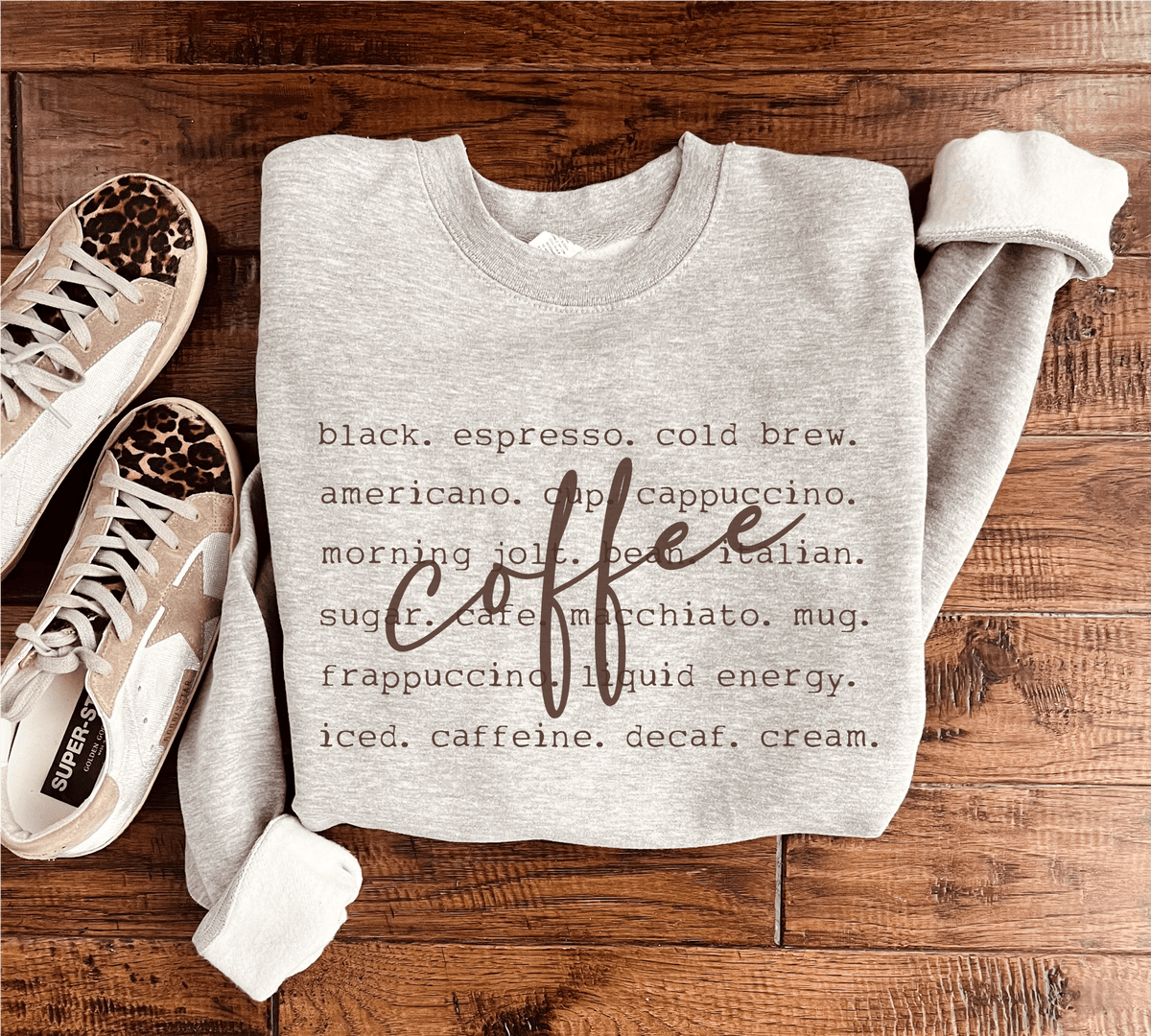 Coffee words basic sweatshirt coffee Gildan 18000 sweatshirt 