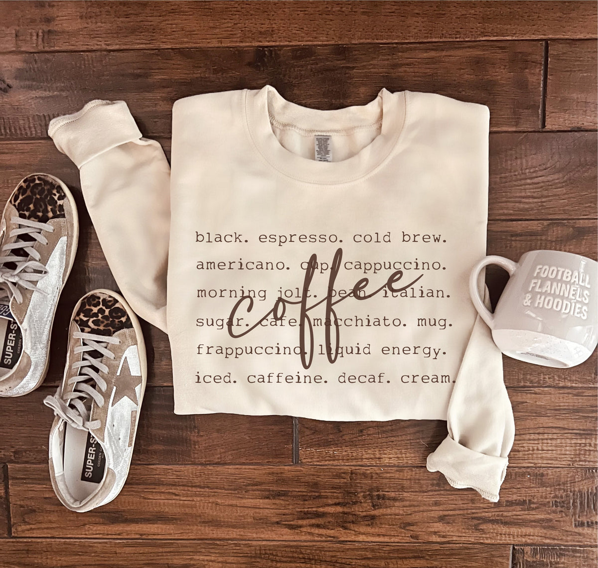 Coffee words basic sweatshirt Sports collection, weight lifting, fitness Gildan 18000 sweatshirt 