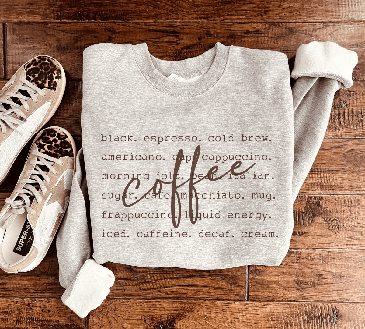 Coffee words sweatshirt words Gildan 18000 sweatshirt 