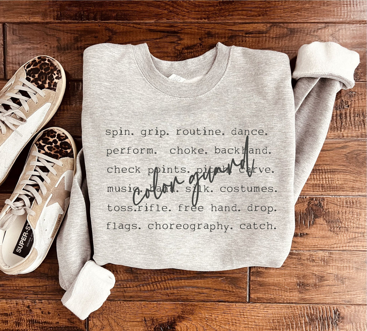 Color Guard words sweatshirt words Gildan 18000 sweatshirt XS Athletic heather grey 