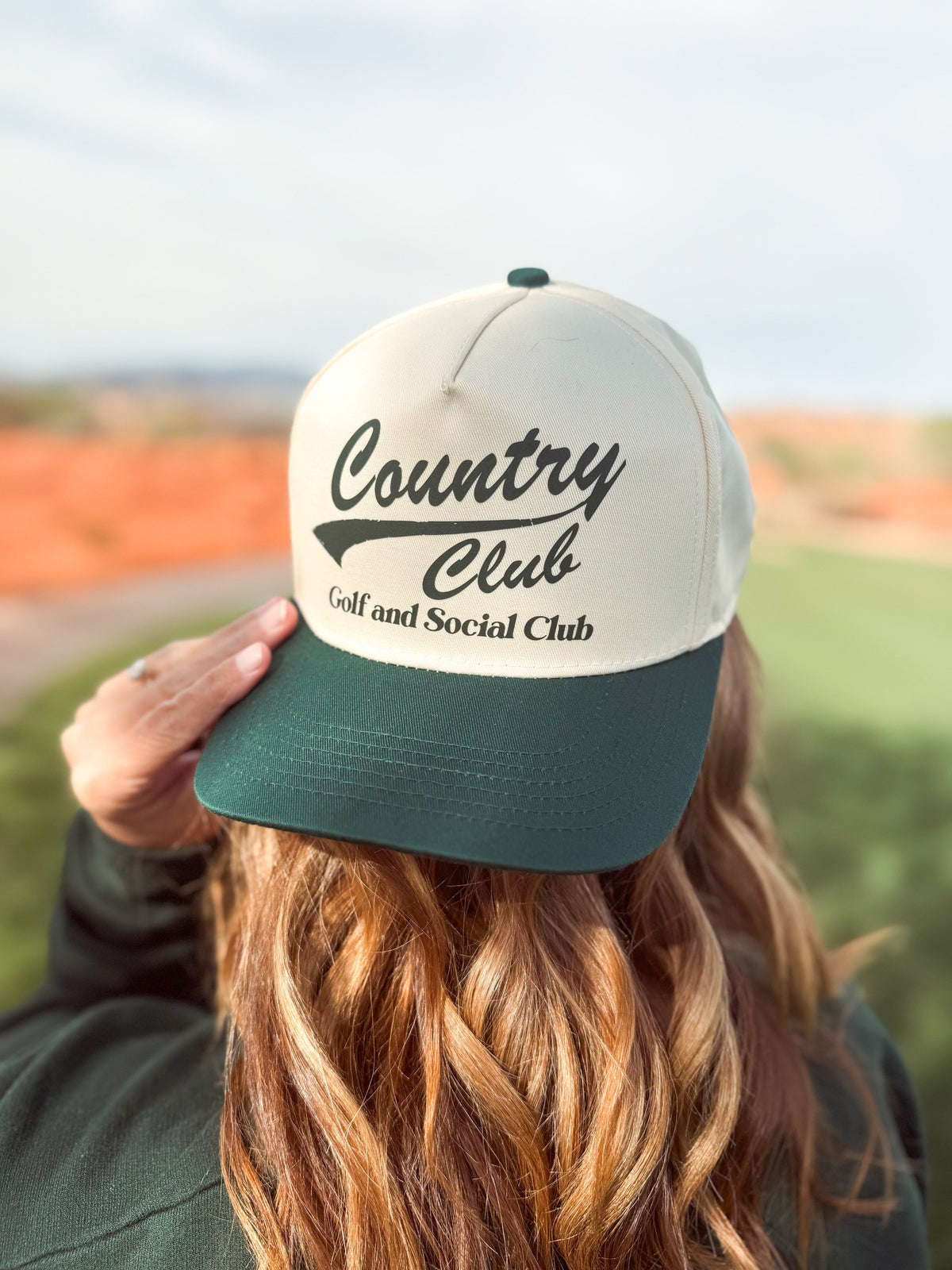 Country club golf and social two-toned ball cap country club Otto 5 panel ball cap 